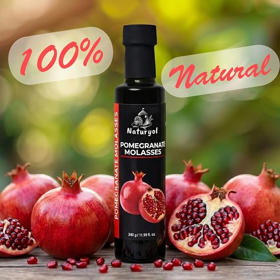 Pomegranate Molasses by Naturyol , 100% Natural Pomegranate Syrup, Mediterranean Pomegranate Concentrate for Salad Dressings, Ideal for Cooking and Muhammara, Marinades, Glazes, Cooking & Desserts,No Additives, No Added Sugar, 12 oz