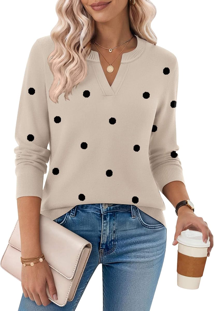 Zeagoo Suéteres con cuello en V para mujer 2026 Otoño Manga larga Jersey Tops Trajes casuales de negocios