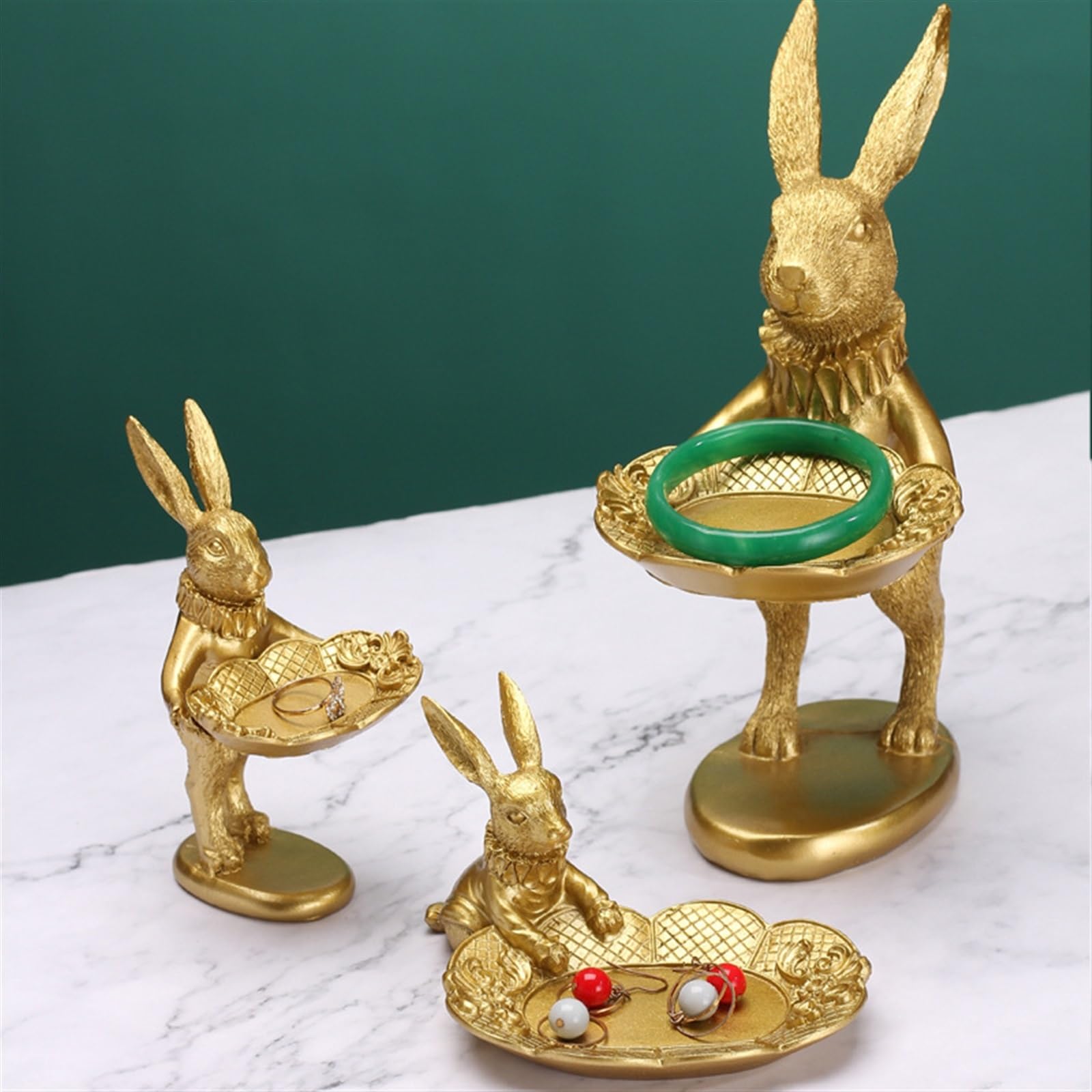 Hasen Ringhalter Schmuckschale Retro Schmucktablett Schminktisch, Aufbewahrung Im Badezimmer Schminktisch Deko Aufbewahrungsringe Und Armbänder (Color : Rabbit, Size : S)