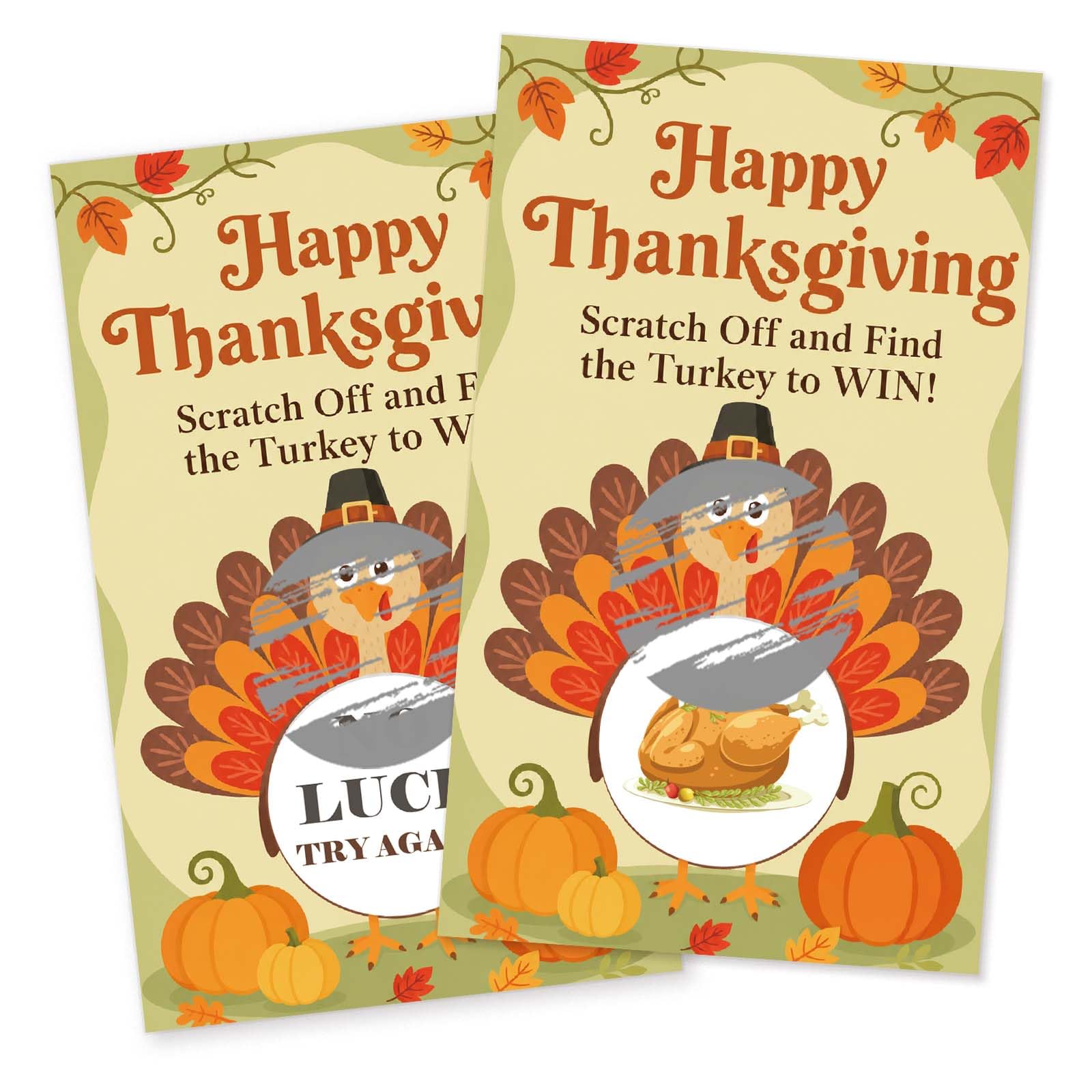 Jeux de fête de Thanksgiving cartes à gratter pour repas en famille