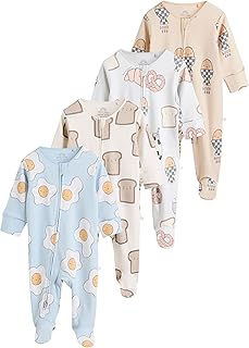 Baby Jungen Babyschlafanzüge mit Zweiwege-RV, 4er-Pack