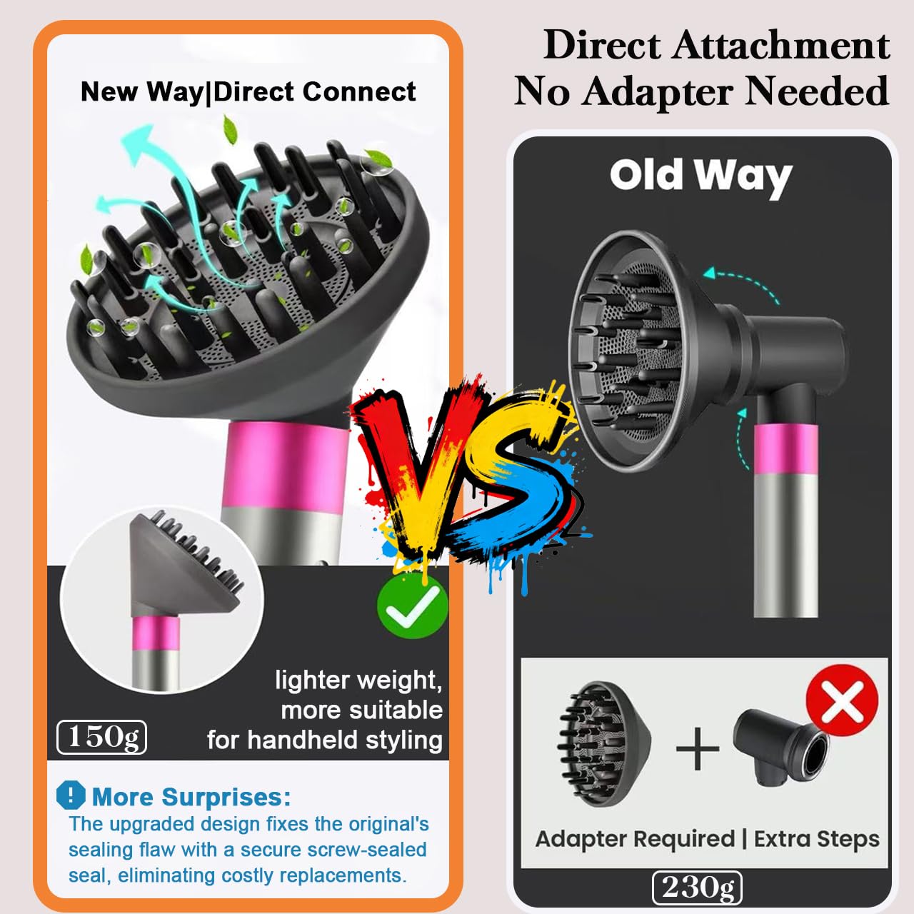 Accesorio difusor apto para secador Dyso.n Airwrap Styler secador de pelo accesorio para mejorar ondas naturales, rizos y bobinas, se convierte en boquilla difusora de secador de pelo, comparar con la