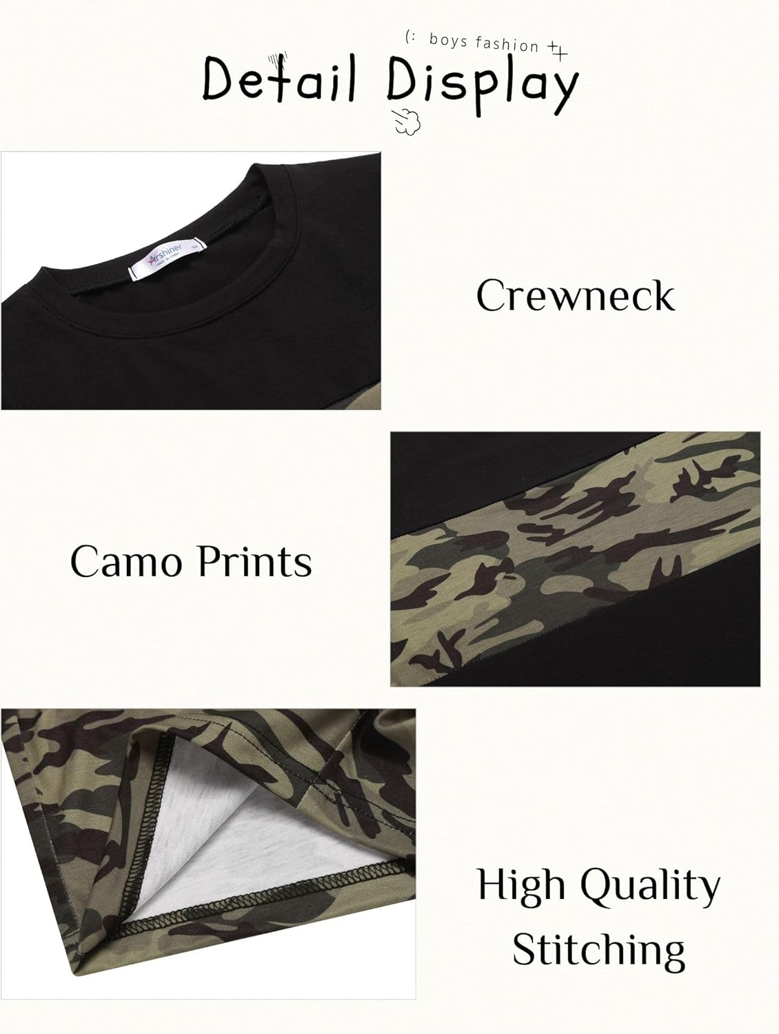 Arshiner Boys' 2-Piece Cotton Outfit Color Block T-Shirt and Shorts Set Casual Summer Clothes for Kids 6-14 Years - Image 7