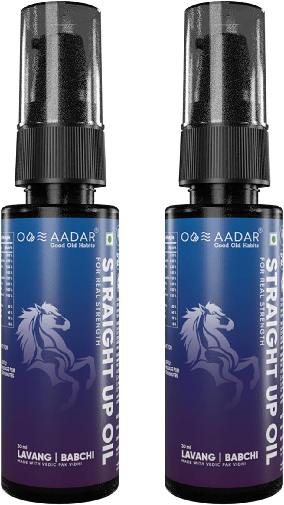 AADAR STRAIGHT UP Oil | Modern Ayurvedic Solution with 10 herbs for Men, Feel Real Strength| Enriched with Lavang & Babchi (30 ml) (pack of 2)