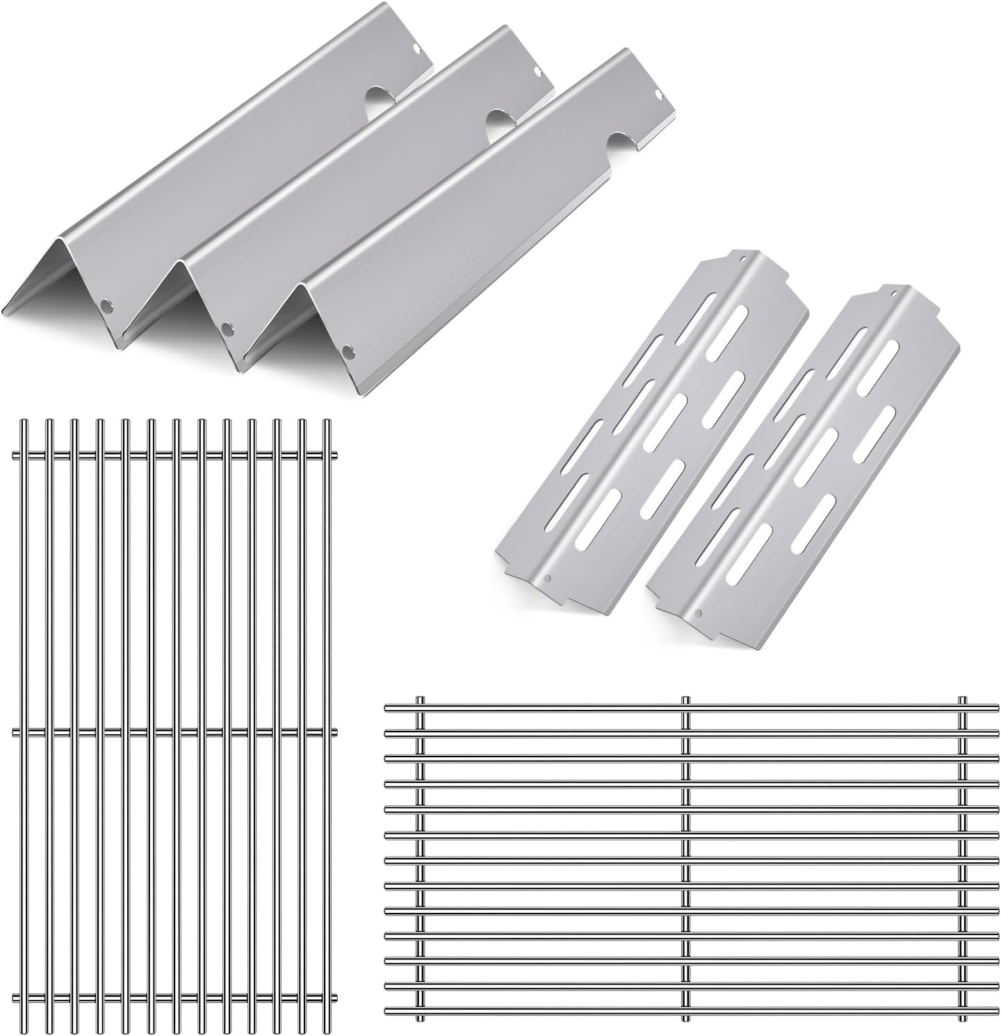 66801 Stainless Steel Grill Grates with 66032 Flavorizer Bars for Weber Genesis II E-210 S-210 GS4 Grill Parts Genesis II LX E-240 S-240 Series Gas Grills 2017 and Newer Grill Part