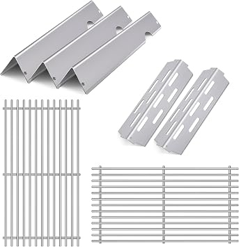 66801 Stainless Steel Grill Grates with 66032 Flavorizer Bars for Weber Genesis II E-210 S-210 GS4 Grill Parts Genesis II LX E-240 S-240 Series Gas Grills 2017 and Newer Grill Part