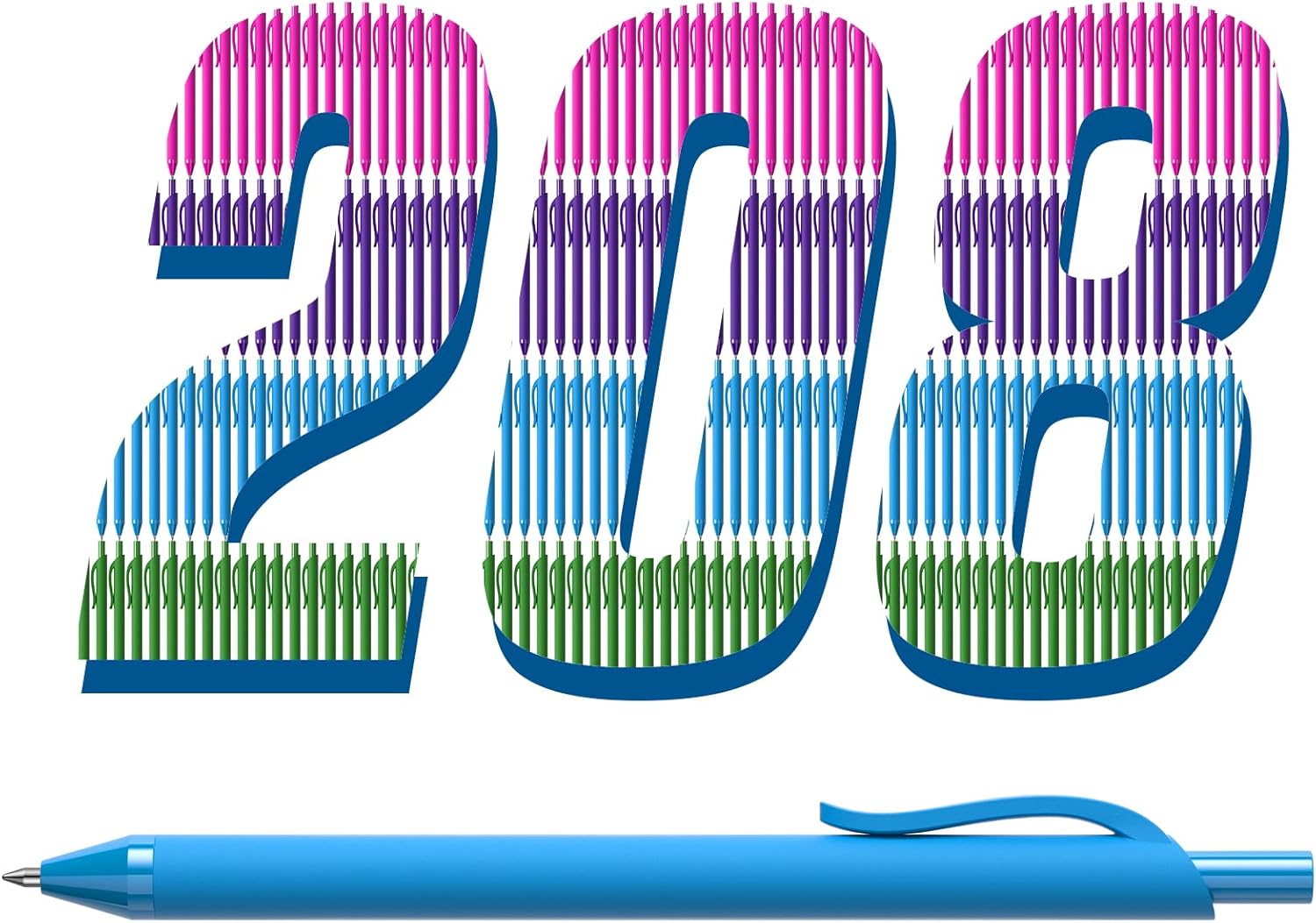 208 Pack Black Pens - Bulk Pens, Medium Point Ballpoint Pens, Smooth Ink, 1.0MM Retractable Click Pen for Waitress, Server, Office Black Ink