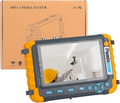 5 Inch 4 in 1 CCTV Monitor Tester, 1080P 5MP 8MP Analog Security Camera AHD/TVI/CVI/CVBS Coaxial Analog Video Monitor Tester, UTP/PTZ Cable Test, HDMI VGA Input, DC12V Output , Portable CCTV Tester