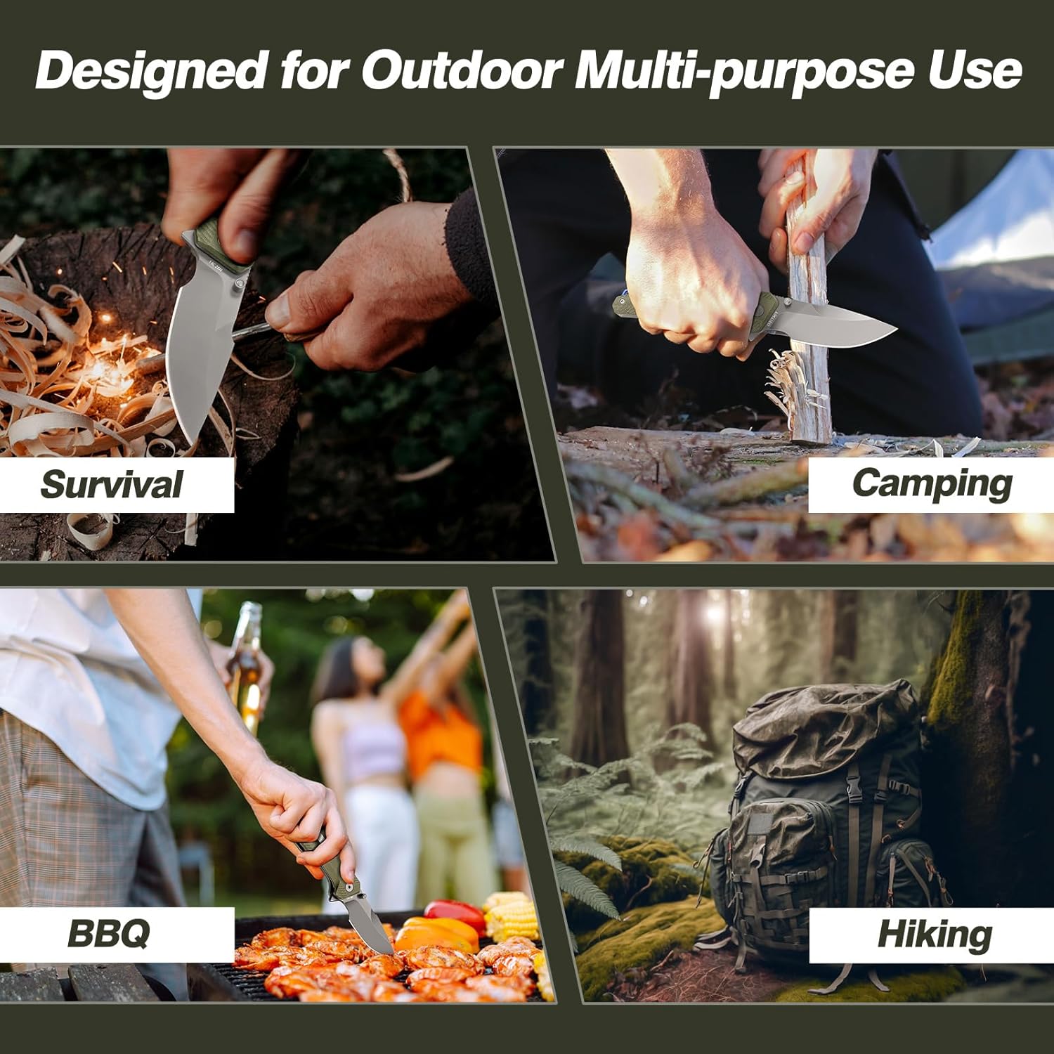 FINTISO Pocket Knife, 3.26" Premium 14C28N Blade G10 Handle with Fire Starter Function, Folding Knife with Pocket Clip for Men Women, EDC Knife for Outdoor Camping, Hunting, Hiking, Survival, Falcon Series