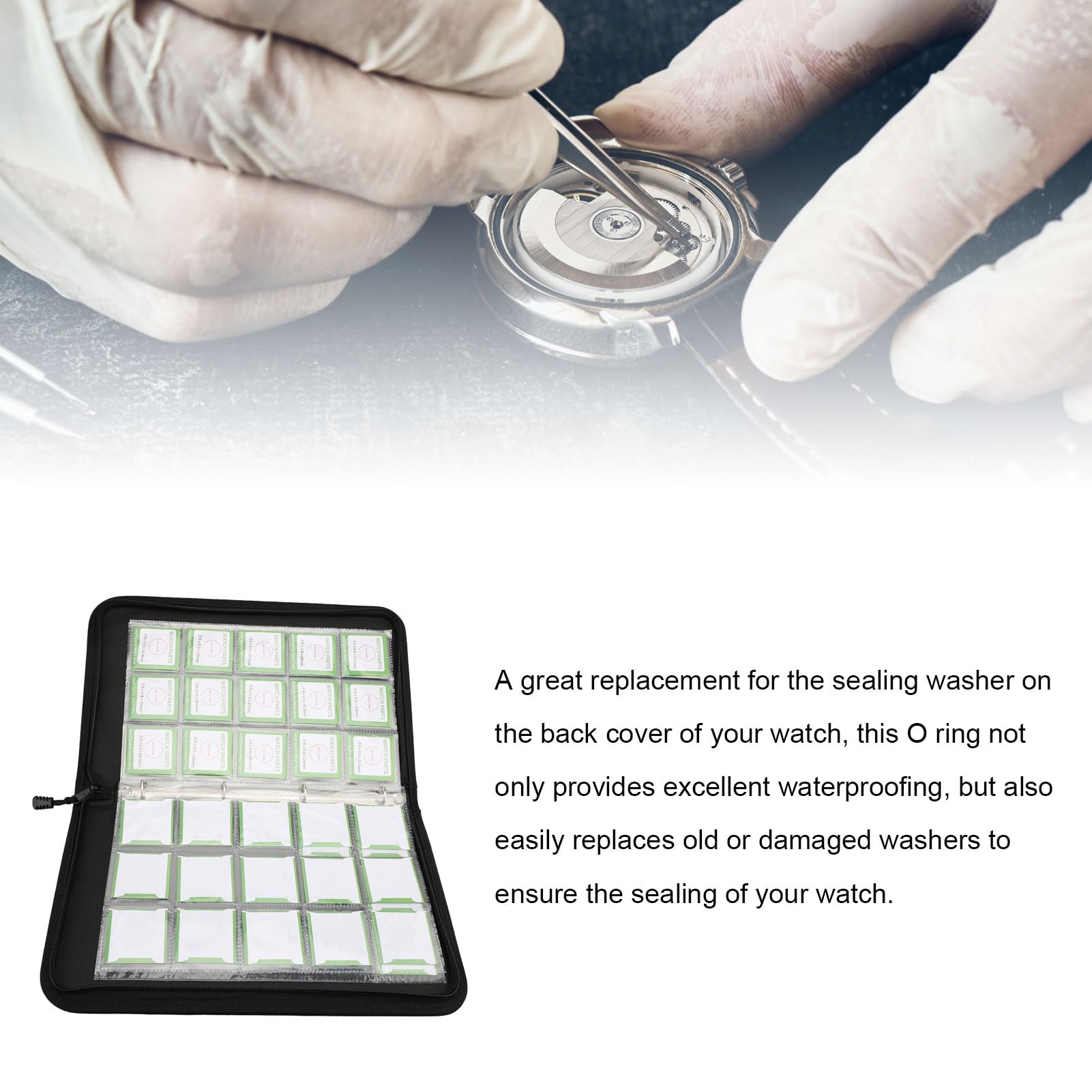 Set di Guarnizioni per Fondello Resistente All'acqua, 49 Pezzi, O-ring per la Riparazione Dell'orologio, Kit di Attrezzi Rosso da 0,6 X 0,9 mm.
