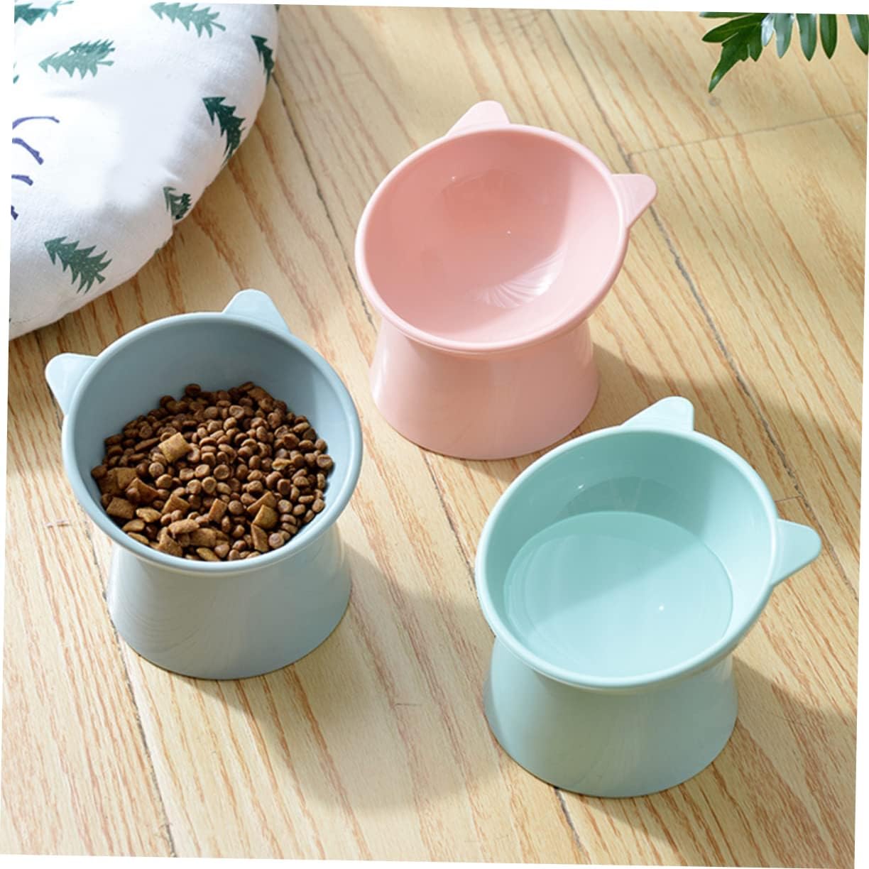 LIFKOME 3pcs Elevated Cat Food Bowl Water Bowl Plastic Cat Bowl Puppy Eating Bowl Raised Cat Bowl Elevated Tilted Plastic Cervical Spine Pet Supplies Tilted Cat Food Bowls