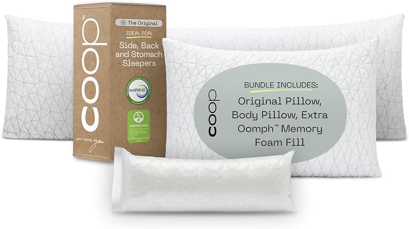 Original Adjustable Pillow Queen & The Body Pillow Bundle, Set Includes (1) Queen Loft & (1) Body
