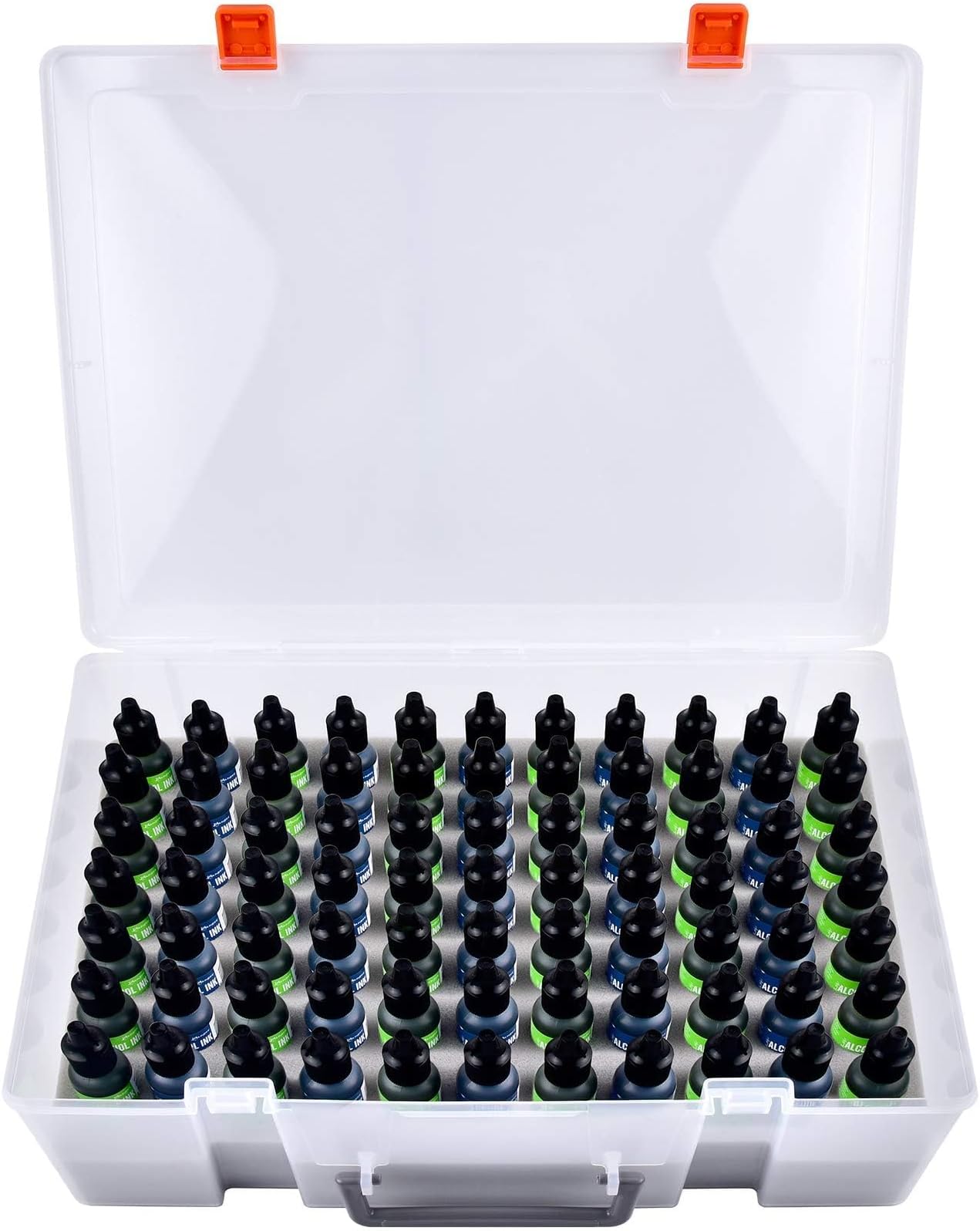 Alcohol Ink Storage Case and Paint Carrying Organizer, Miniature Holder Fits 77pcs Bottles of Alcohols Inks, Paints Set and Dynamic Tattoo Ink with Foam Insert. Multiple-use Travel Container(Box Only)
