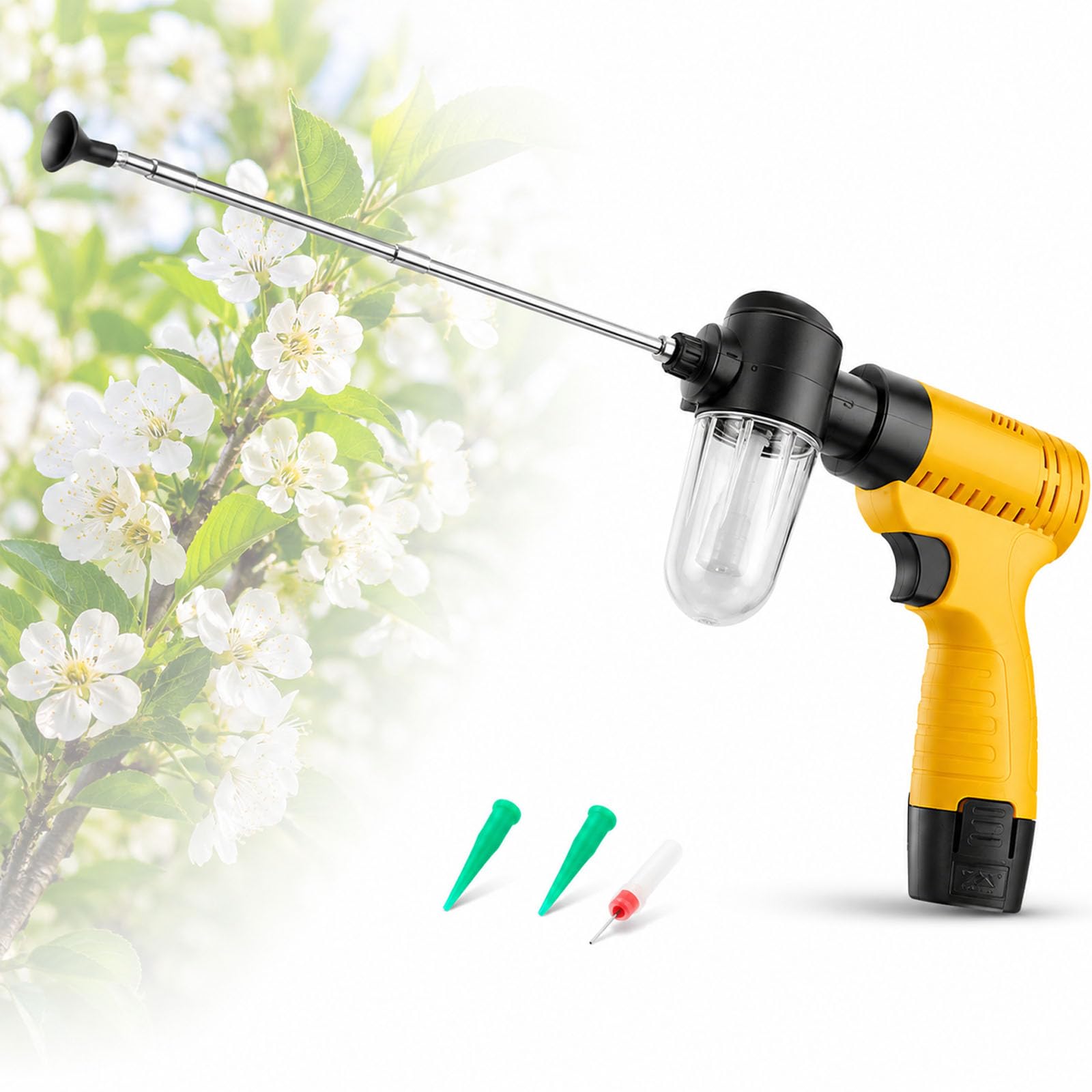 Vhewq Electric Pollination Machine, Portable Handheld Pollinator, Adjustable 360° Rotating Head, Telescopic Rod, Temp & Power Display, For Apple Peach Pear Kiwi Fruit Tree