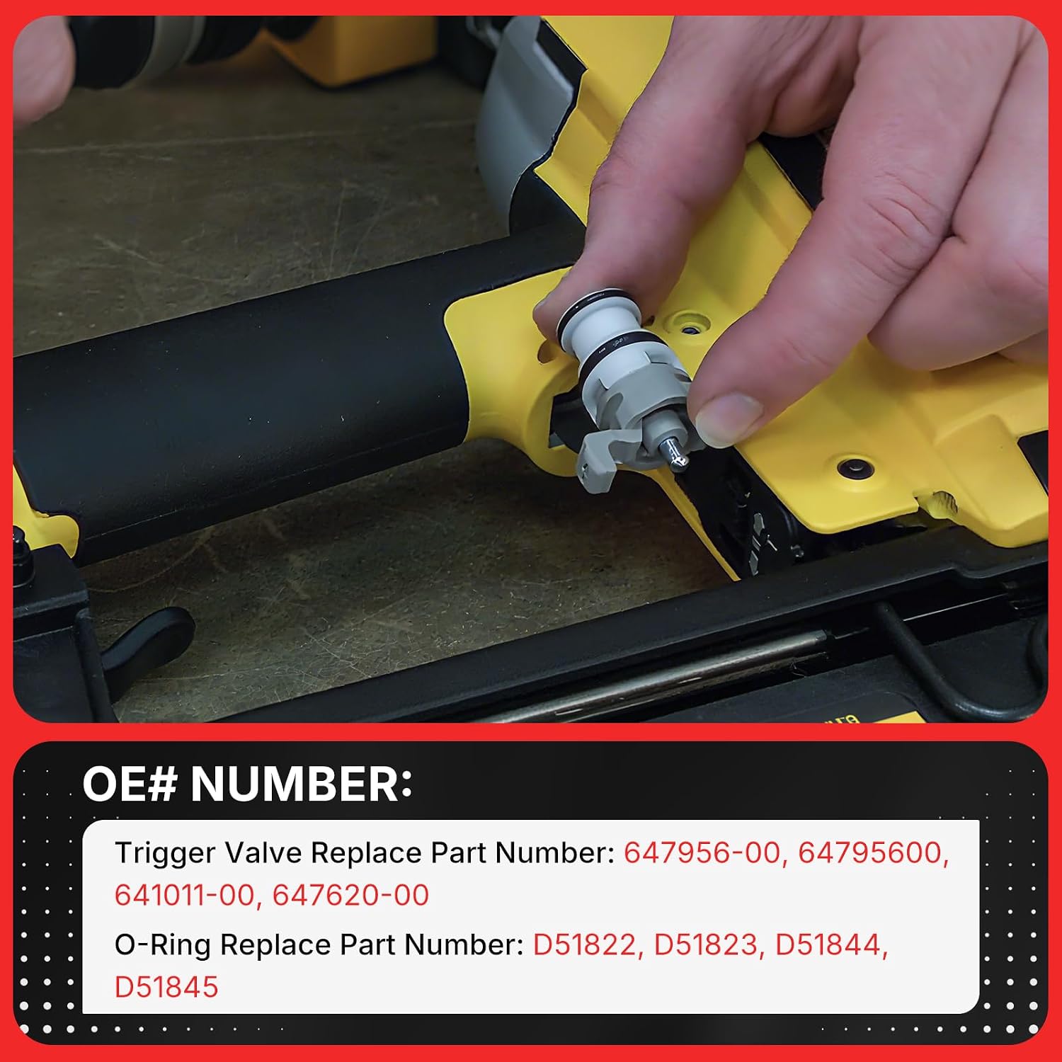 647956-00 O-Ring Rebuild Kit Trigger Valve for DeWalt D51257 Framing Nailer | For D51822 D51844 D51845 D51238K D51257K D51276K Finish Nailer