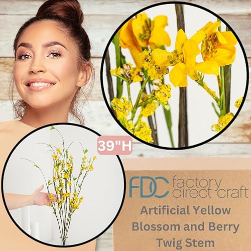 Miniatura 8 de Factory Direct Craft Tallo artificial de flores y bayas en crema, para arreglos de primavera y decoración de verano (39 pulgadas de alto)