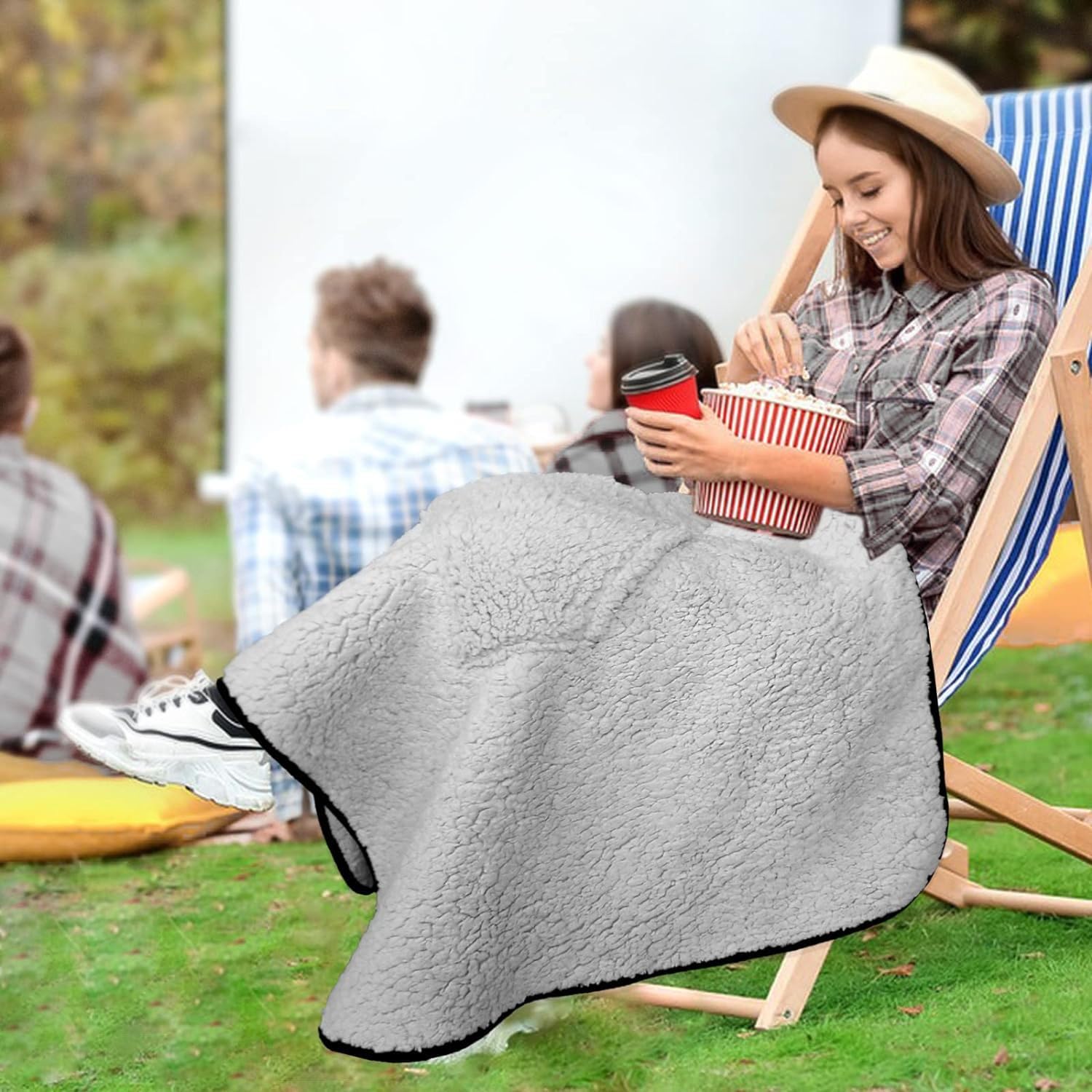 Manta térmica portátil de viaje, acogedora manta de forro polar para silla de ruedas, chal para exteriores, para rodillas, espalda y hombros, perfecta para el calor del invierno