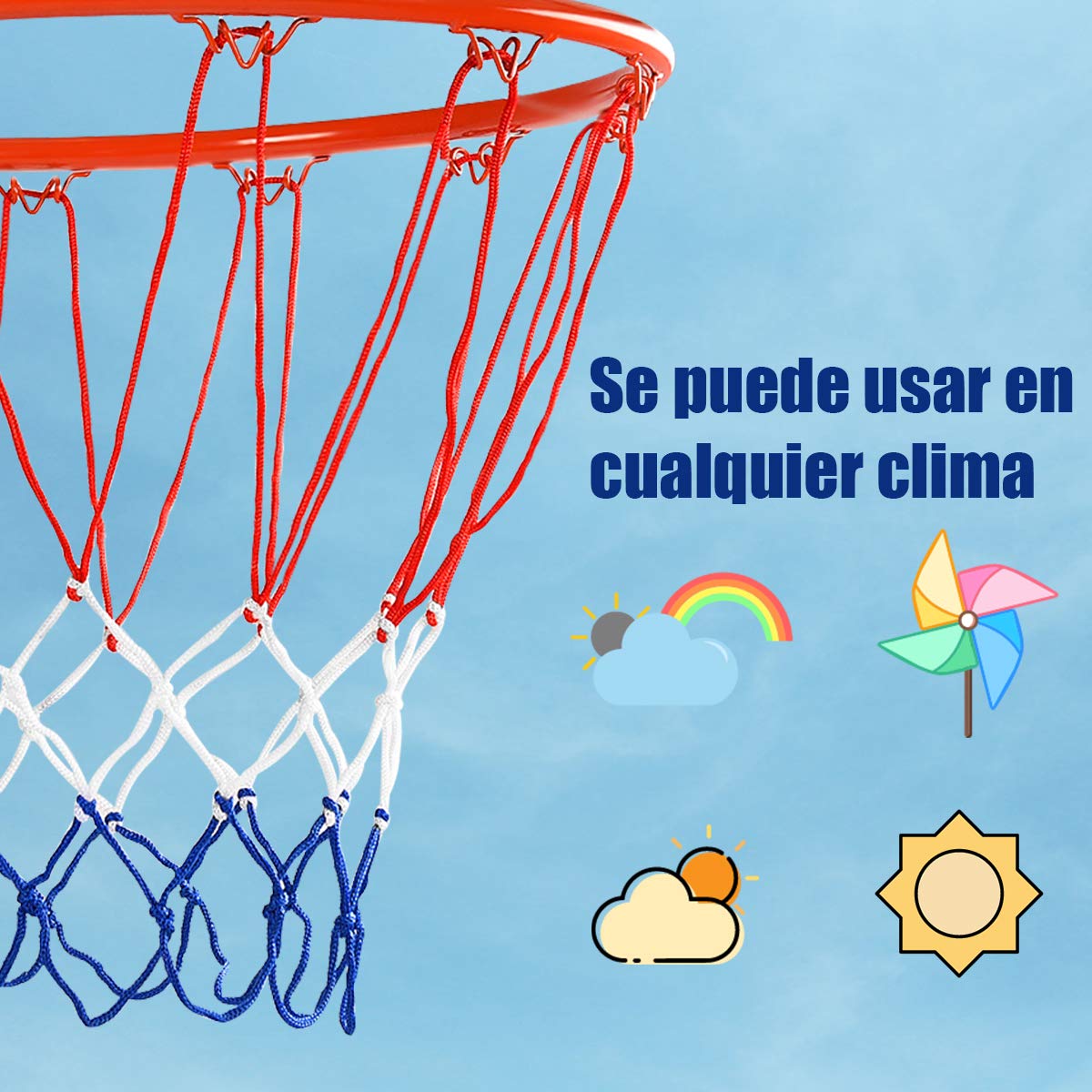 COSTWAY Ø 45 cm Canasta de Baloncesto para Pared con Red de Nylón, Marco de Acero, Juguete para Interior y Exterior (Estilo 1)