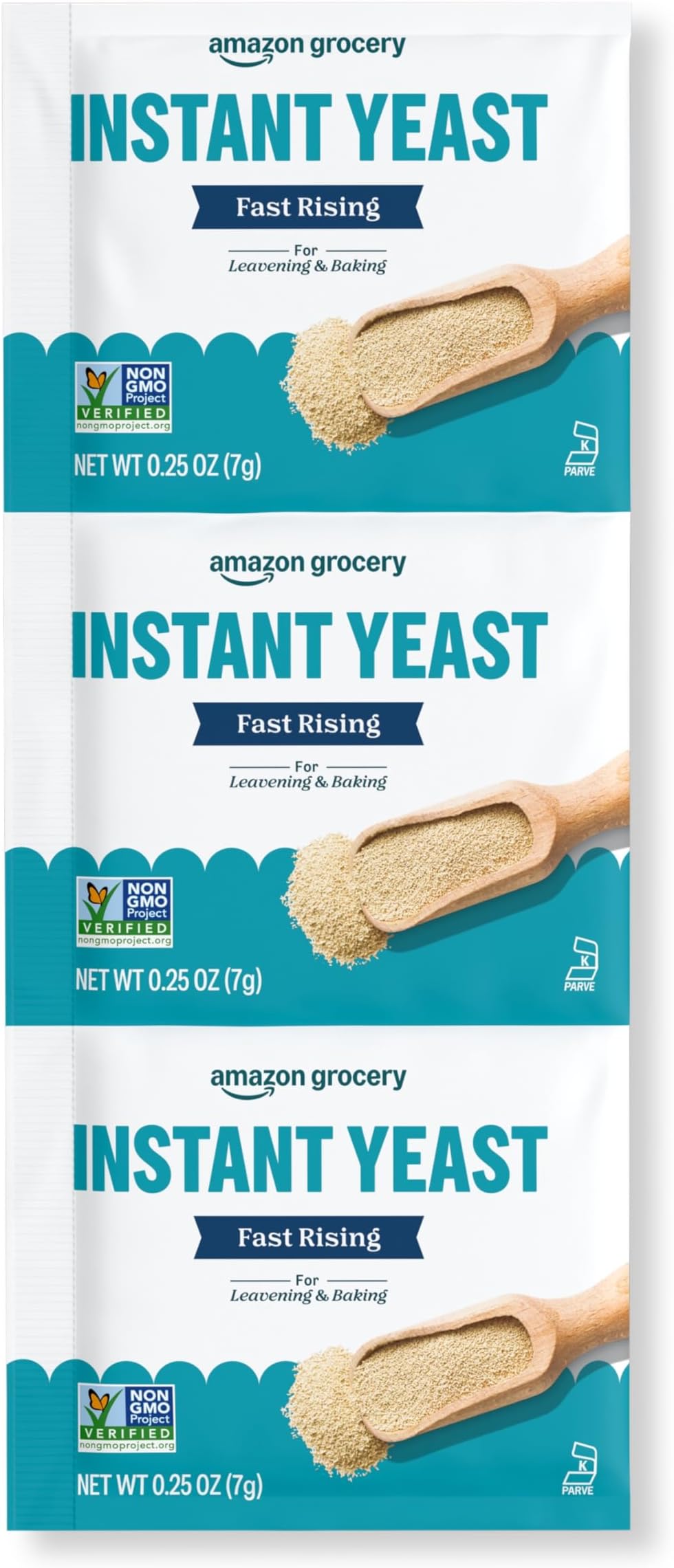 Amazon Grocery, Fast Rising Instant Yeast, 0.75 Oz, 3 Ct