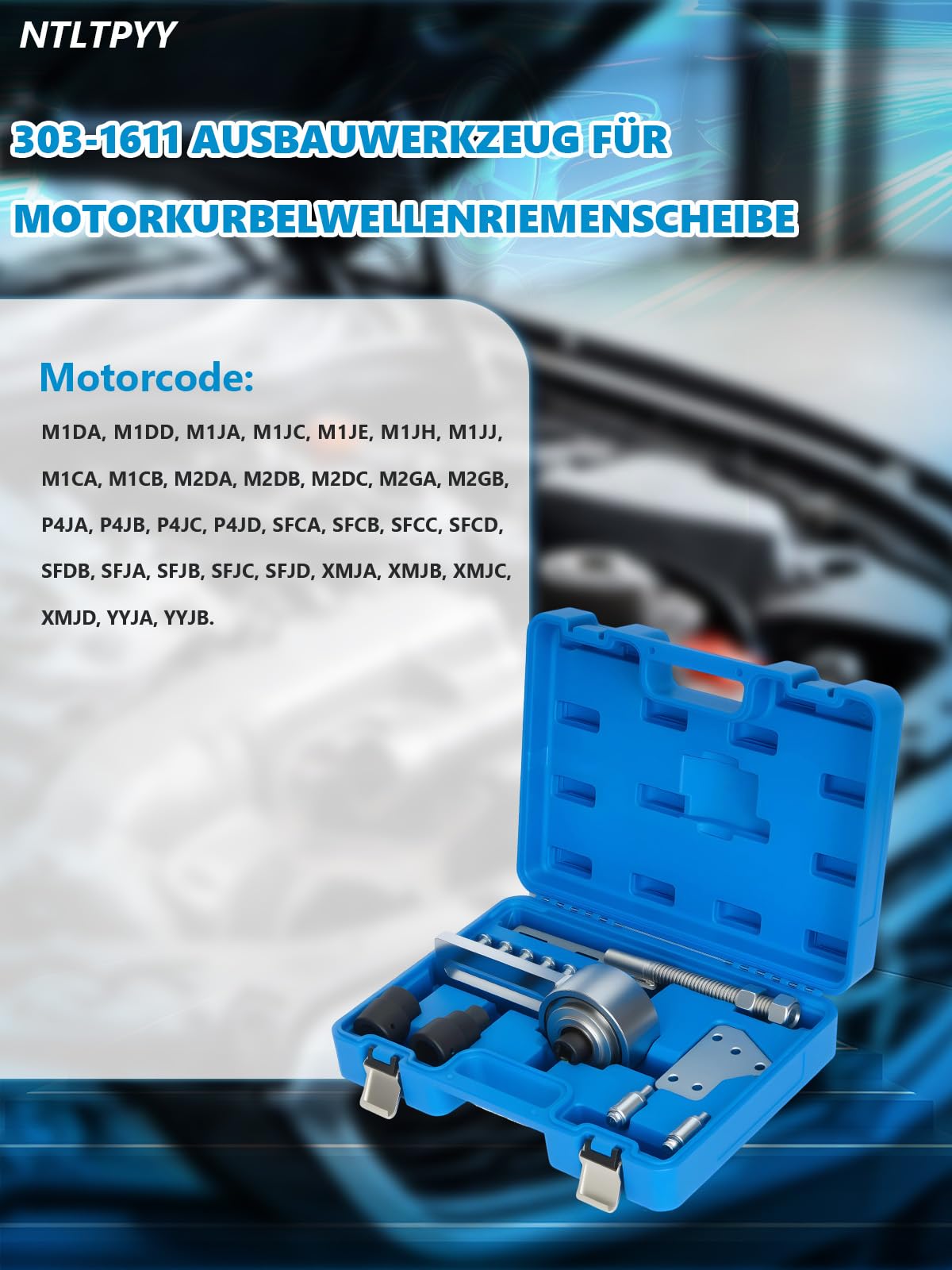 Herramienta de sujeción múltiple 5:1 para el desmontaje de la polea del cigüeñal de los motores Ford EcoBoost 1.0/1.5/1.6/2.0L (referencia Ford OE 303-1611)