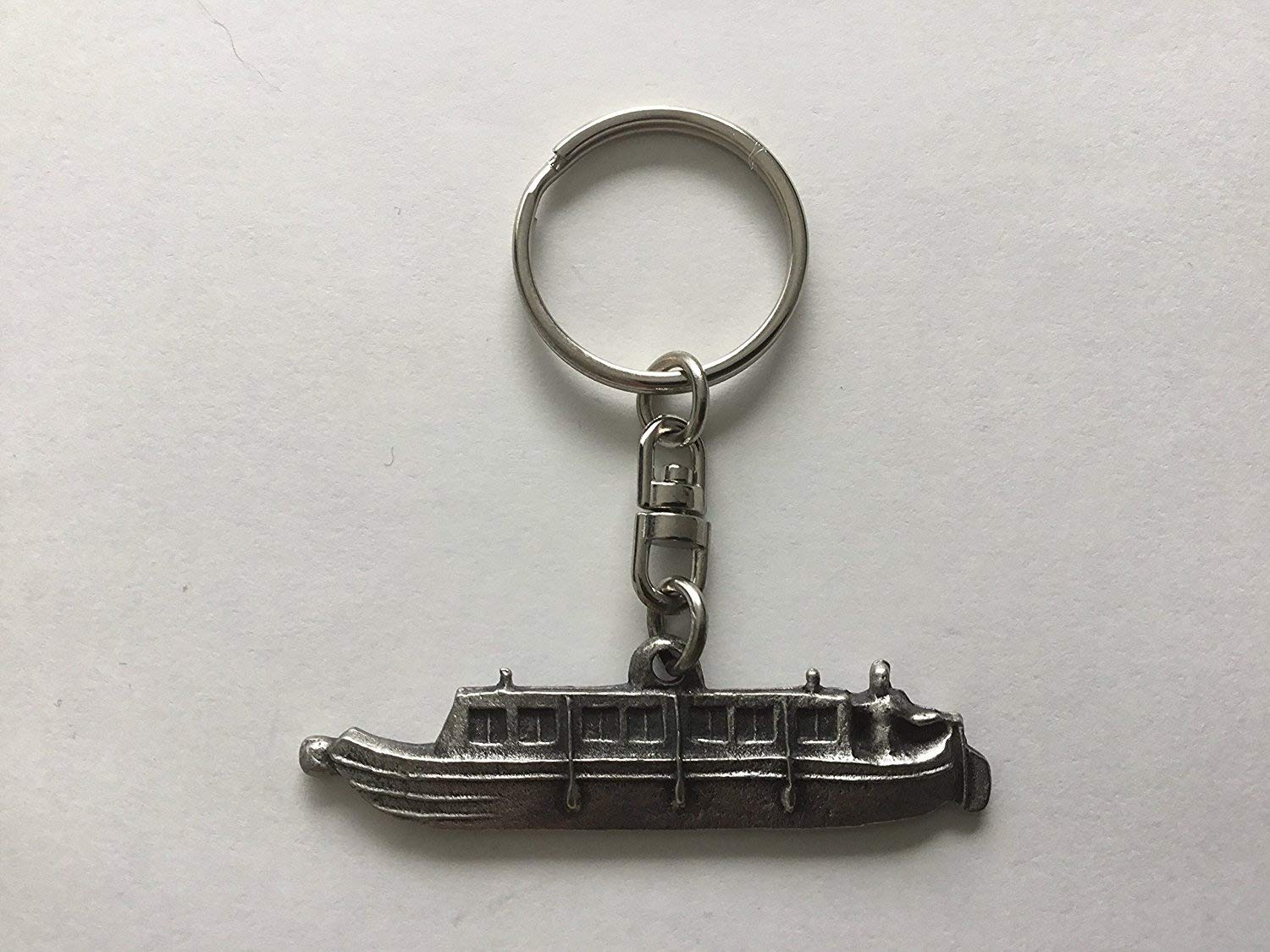 Canal Boat Barge Pewter Keyring UK Made