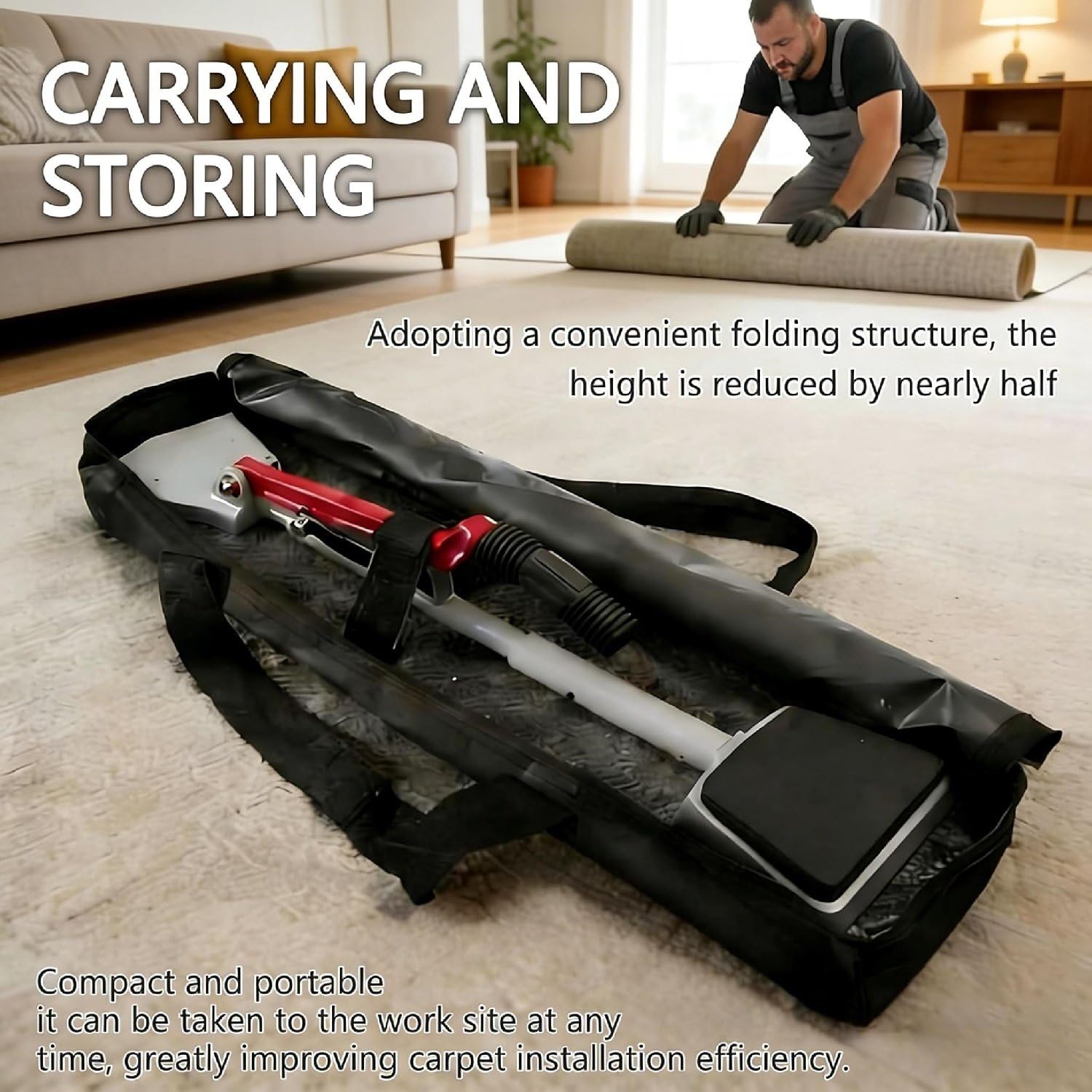 Kit de herramientas de estiramiento de alfombras, pateador sin rodilla para una fácil instalación de alfombras, equipo profesional de suelo para el hogar, oficina, hotel
