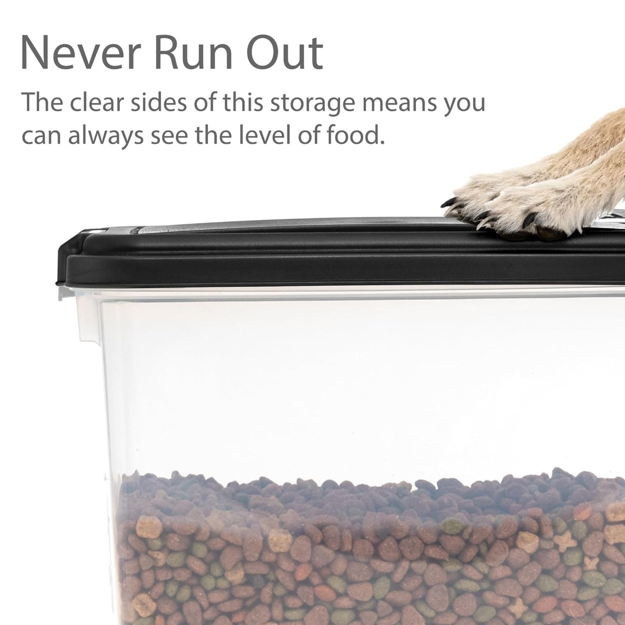 Iris Ohyama Hundefutter Aufbewahrung mit Rollen, 30L/11kg, Schwarz, Luftdichte Futterbox, Trockenfutter, Futterbehälter, Für Hunde, Katzen, Tierfutterbehälter, BPA-frei, Futtertonne, MP-8