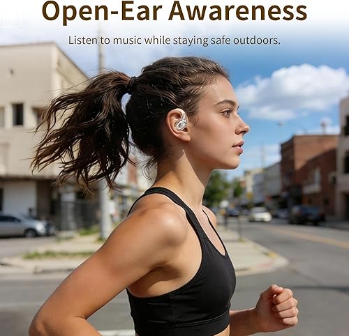 Miniatura 6 de Auriculares de oreja abierta, auriculares inalámbricos Bluetooth 5.4 con pantalla digital inteligente, sonido potente, llamadas claras, IPX4