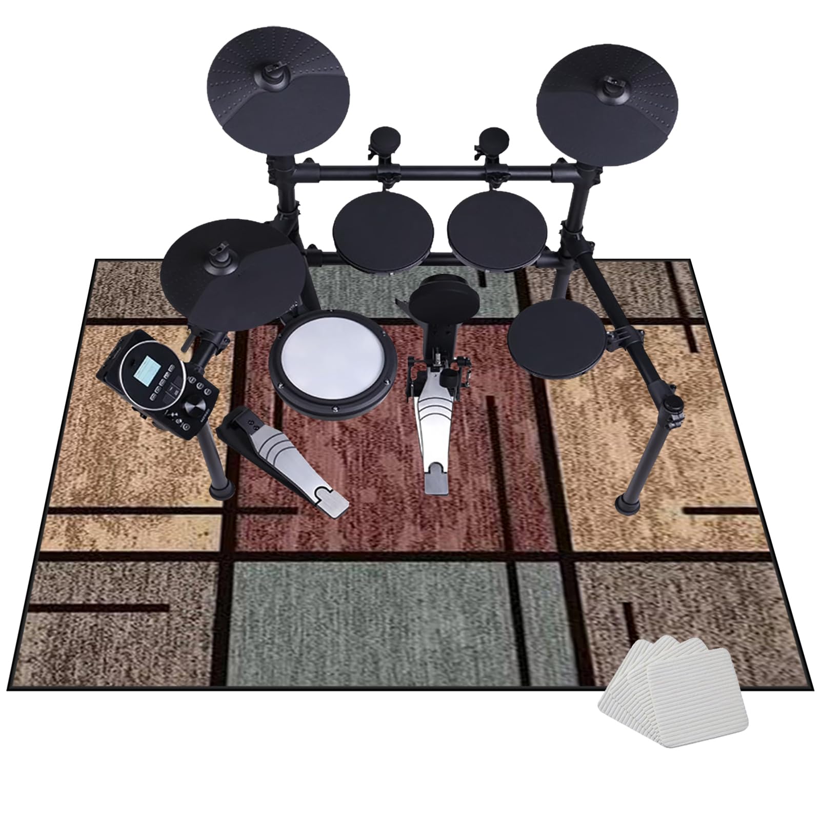 Tappetino Insonorizzato Batteria | Carpet Drum Mat | Tappeto per Batteria | Tappeto Professionale per Batteria e Strumenti a Percussione | Tappeto Antiscivolo Batteria Elettronica 140 x 120 cm