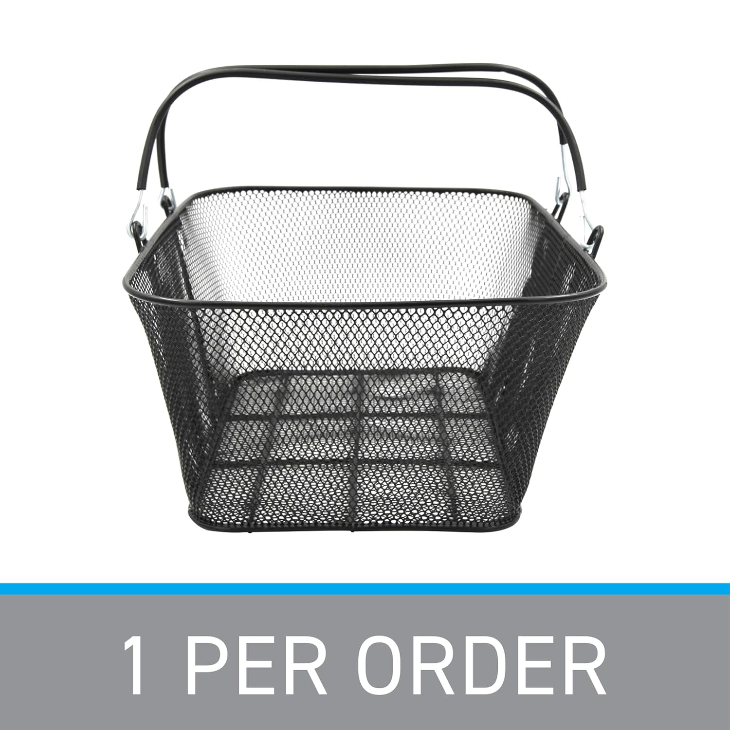 Cesta De La Compra De Metal Negro Resistente con Asas - 17 Cm De Ancho X 12 Cm De Profundidad X 7 Cm De Alto - Cesta De La Compra Ligera Y Apilable para Tiendas