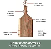 Vista 6 de PICNIC TIME Artisan Tabla de Charcutería de Acacia de 18", Tabla de Cortar de Madera con Asa, Bandeja de Servir Multiusos, Tablón Decorativo