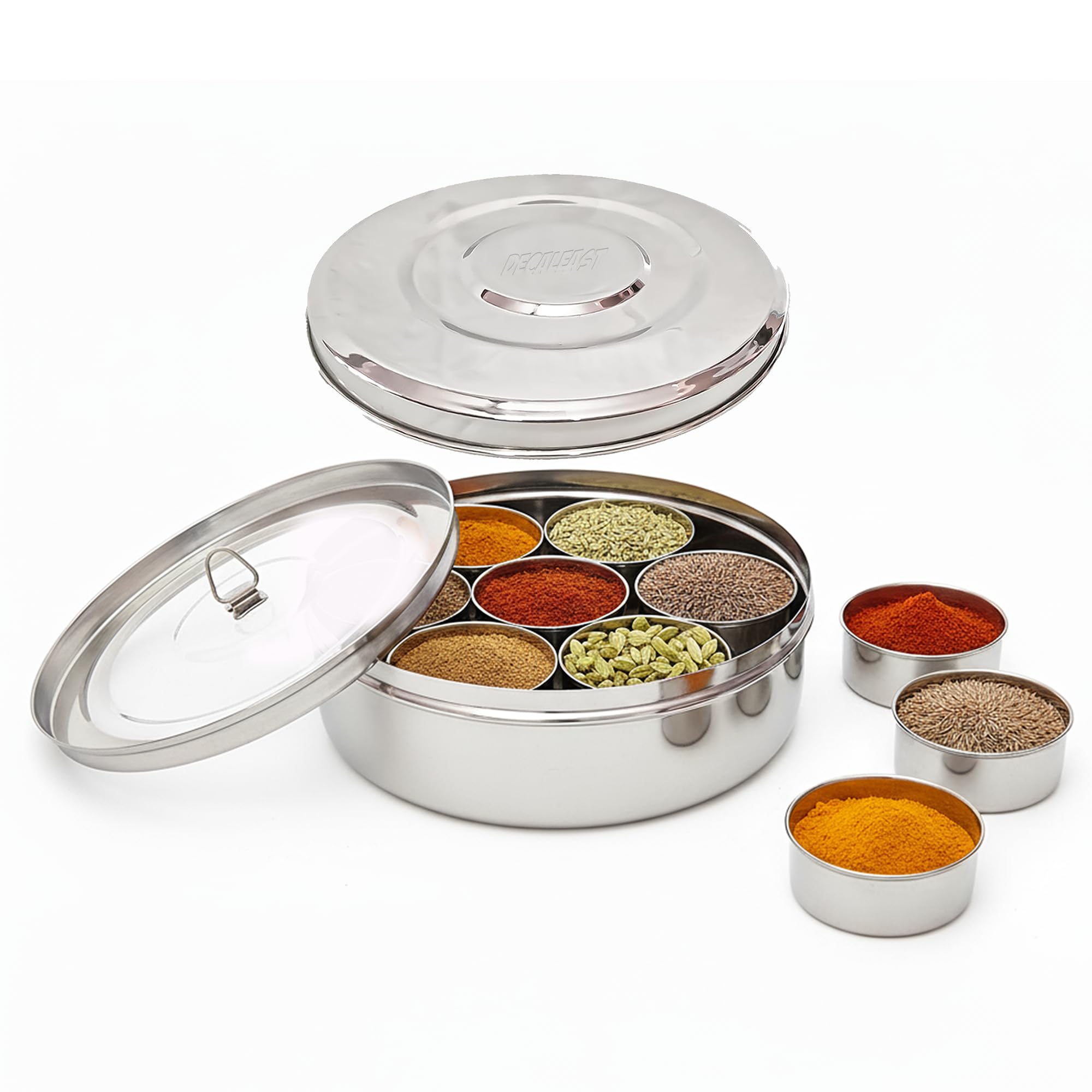 Buy DECALEAST Steel Masala Box For Kitchen | 7 Spices Storage