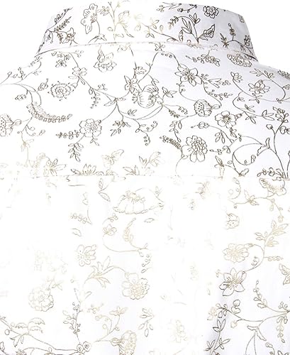 Miniatura 5 de ZEROYAA Camisas de vestir de manga larga con botones y estampado floral de rosas para hombre
