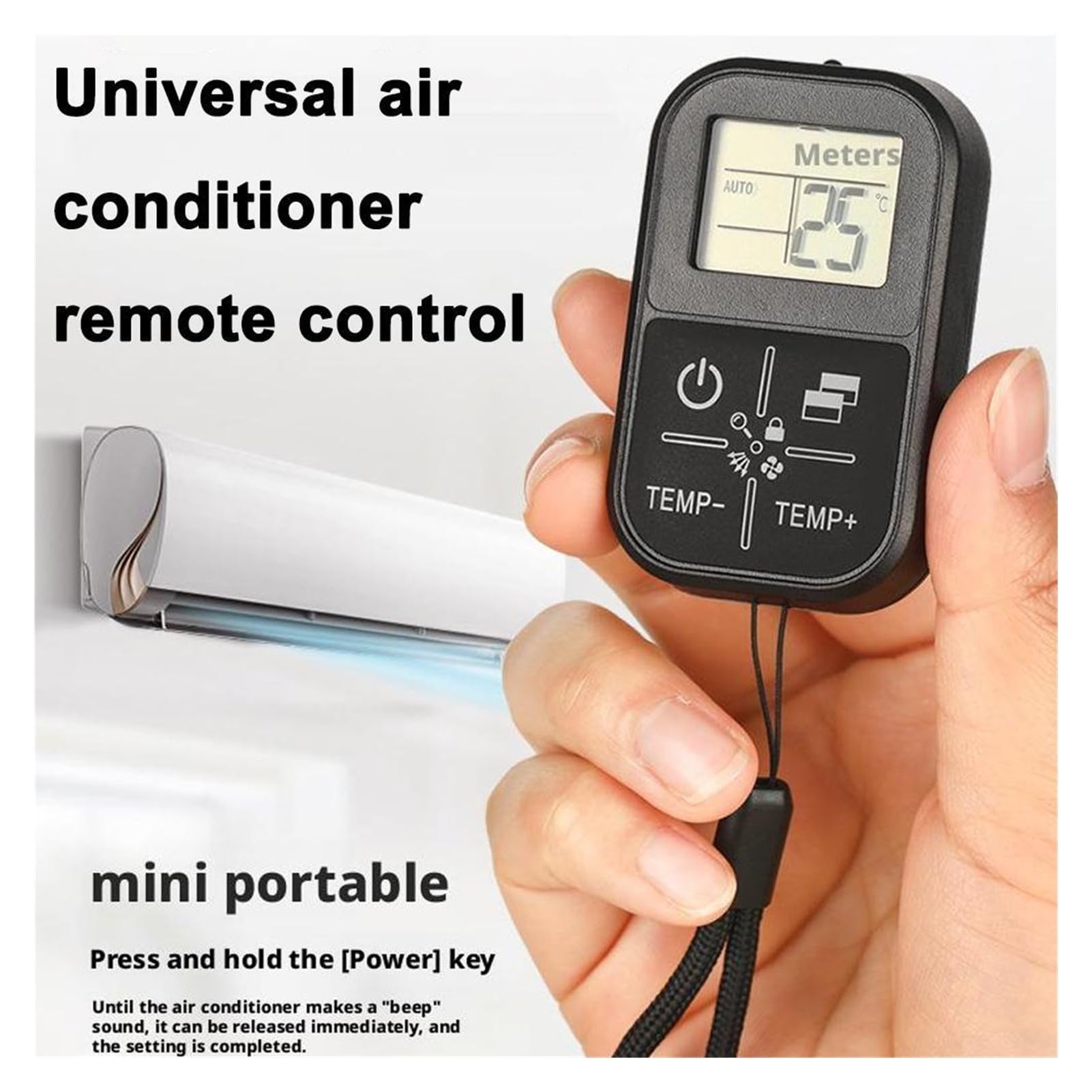 1pc NEW Mini Universal AC Remote Control With Temperature Display CR2032 Battery, Compact Air Conditioner For All Brands(10pcs-regular)