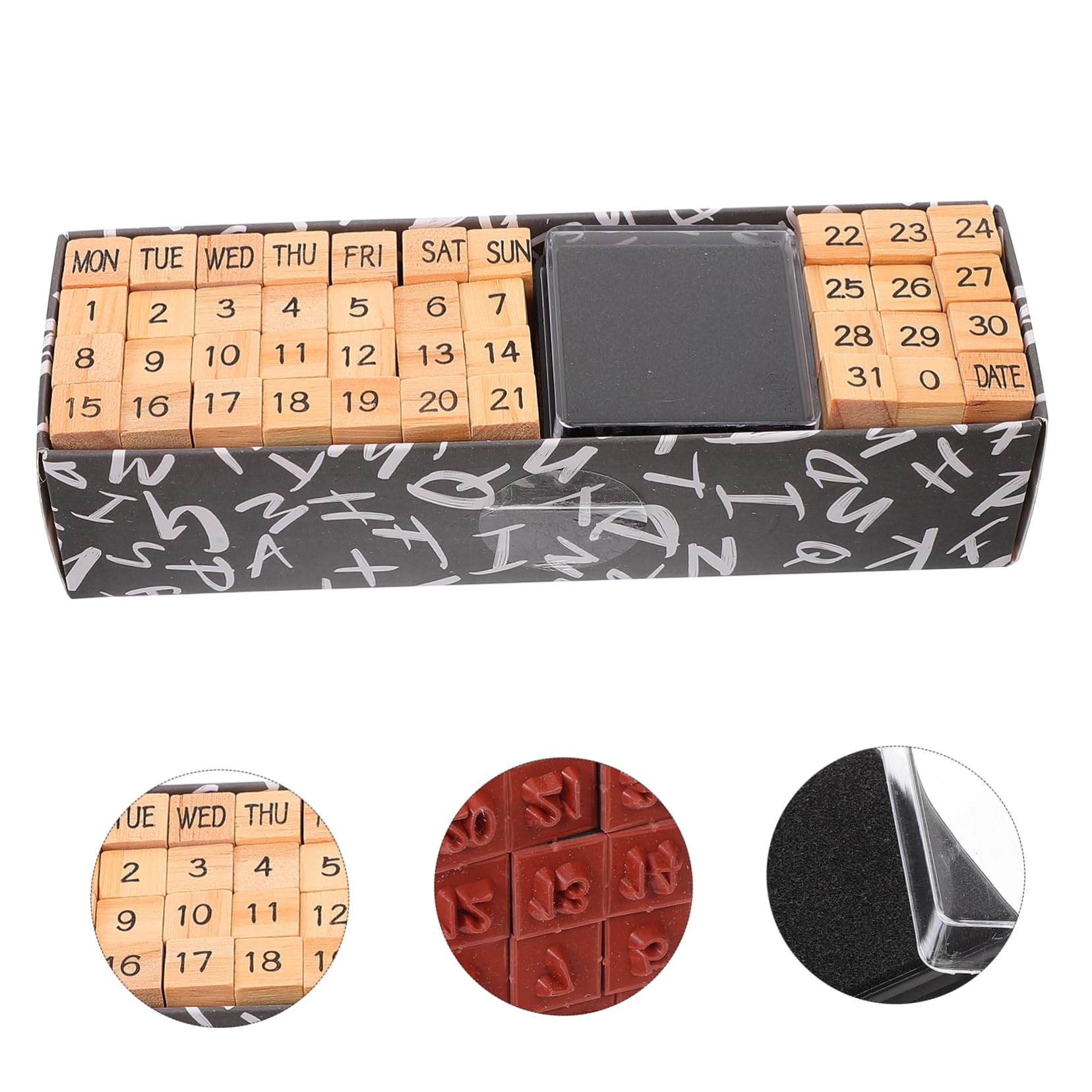 NUOBESTY 5sätze Holzstempel Teiliges Stempelset Mit Wochennummern Und Monaten Dekorative Holzstempel Für Scrapbooking Karten Und Tagebuchgestaltung