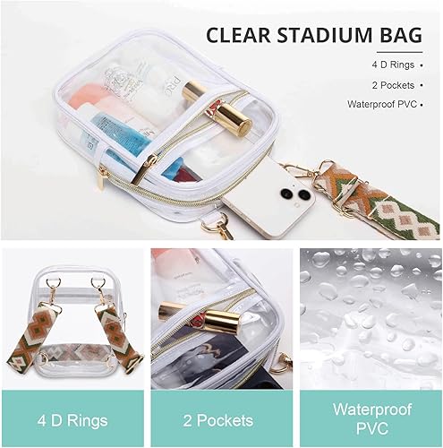 Miniatura 4 de Bolso cruzado aprobado por estadios para mujer, bolsa transparente para estadios para eventos deportivos, conciertos