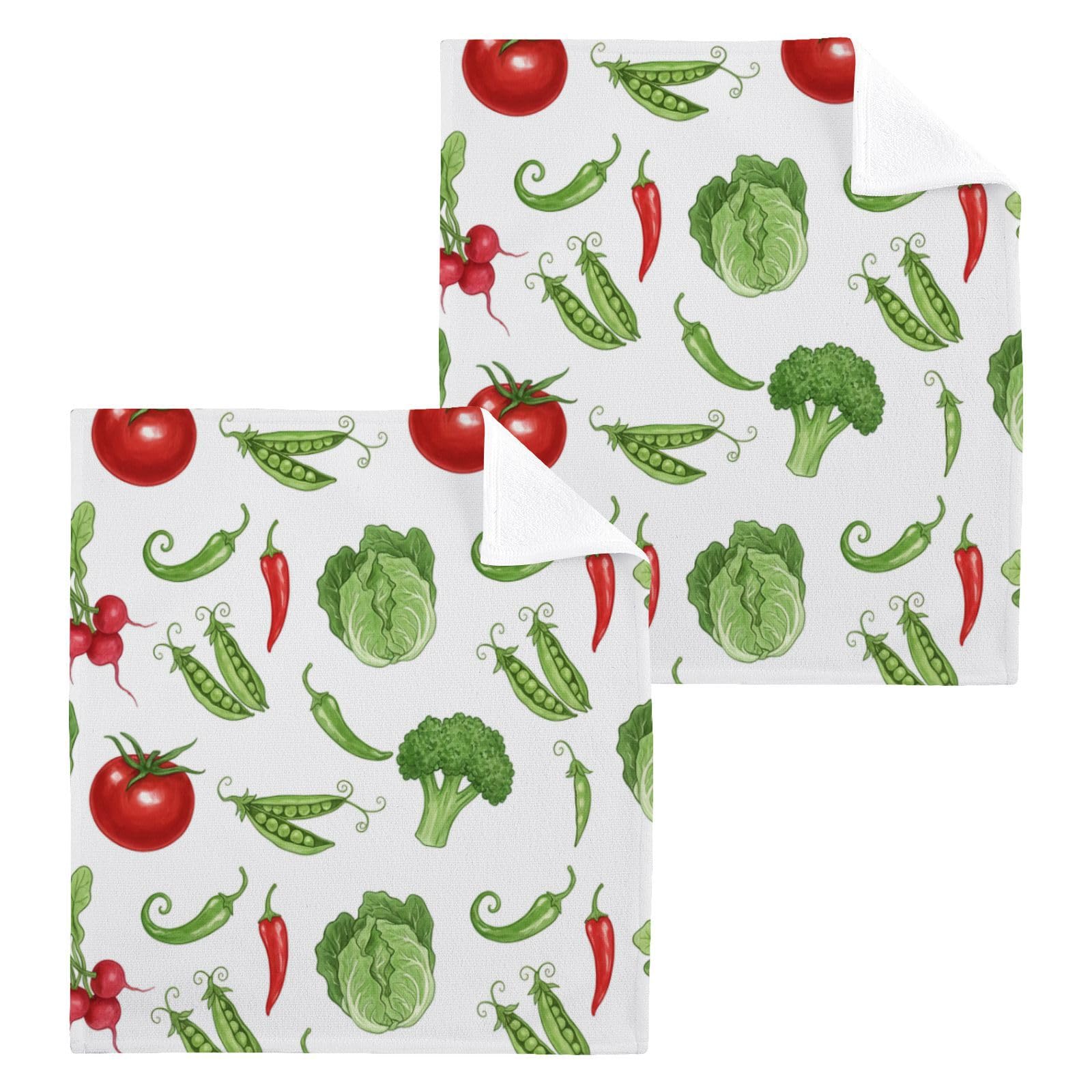 BOESI Veggie 12x12in Cotton Washcloth,Soft Absorbent Face Towel