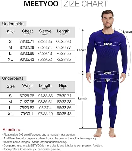 Vista 7 de MEETYOO Men's Thermal Underwear Set Sport Long Johns Base Layer