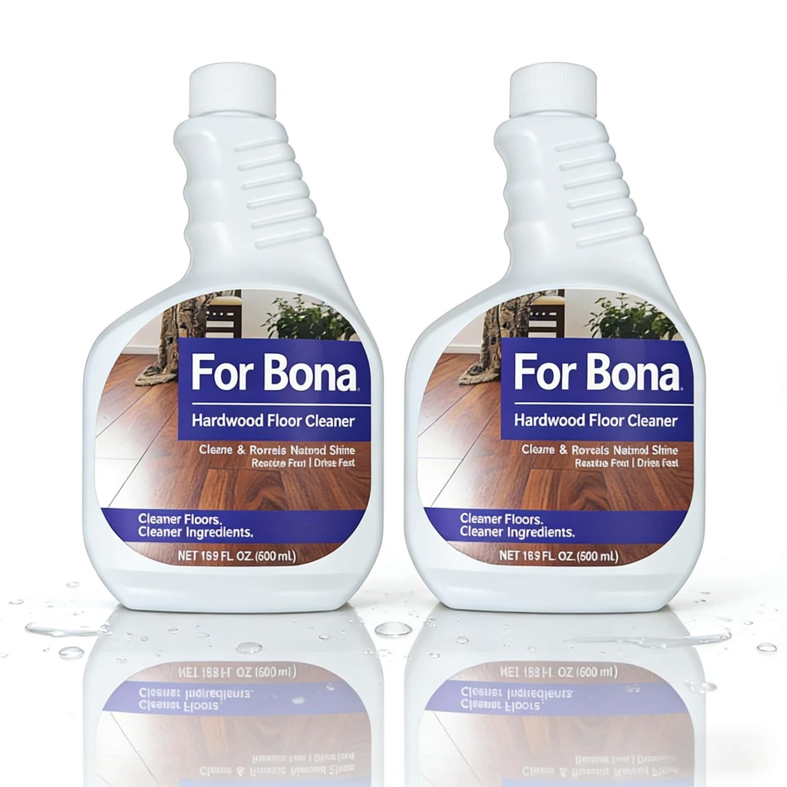 Compatible with Bona Hardwood Floor Cleaner Spray, 2 Bottle, 500ml No Residue, Suitable for Wood Floor Cleaning Solution, Fresh Scent