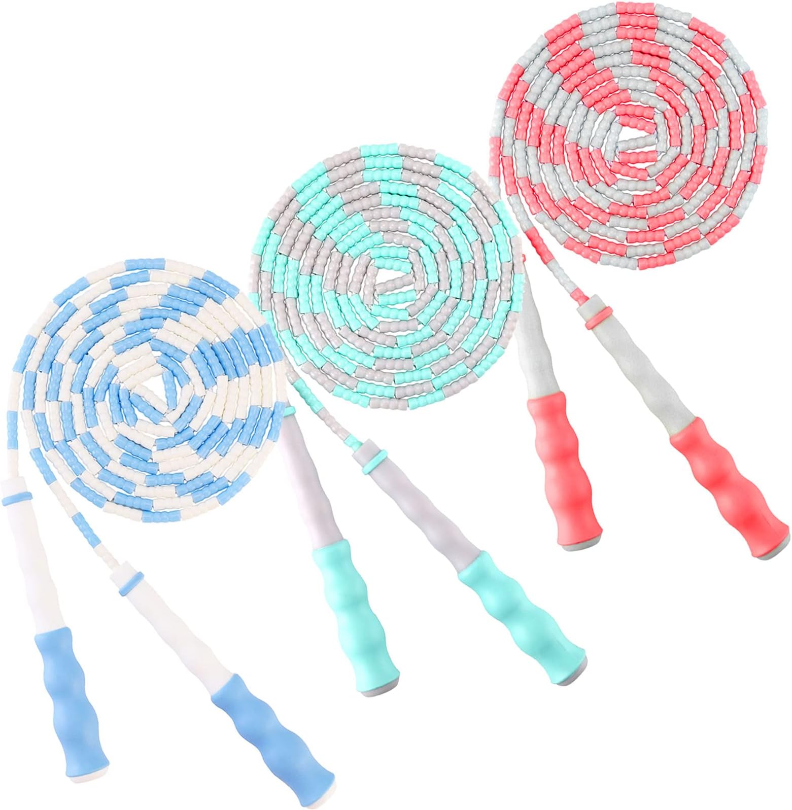 Amble Jump Rope Soft Beaded Segment Jump Rope - Adjustable for Men, Women and Kids - Tangle-Free for Keeping Fit, Training, Workout and so on - 9 Ft