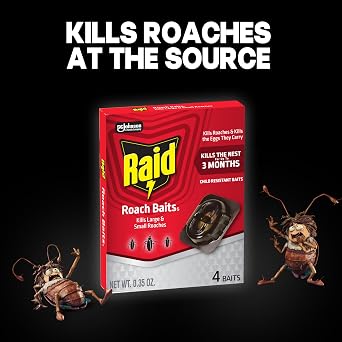 Raid Roach Baits, Child Resistant, for Indoor Use, Kills Roaches for 3 Months, 4 Count