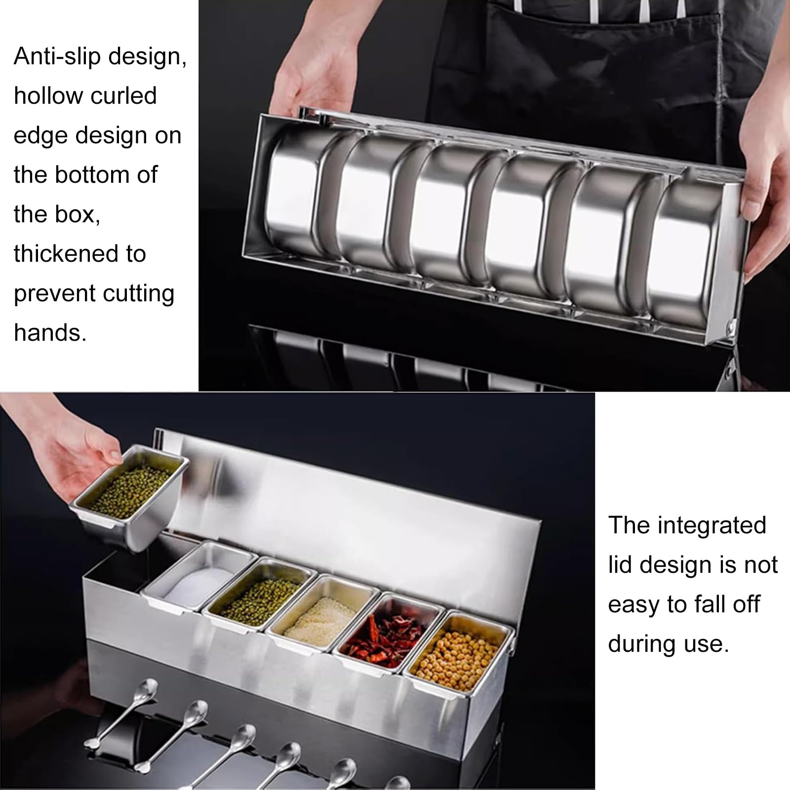 Juego de estante de especias de acero inoxidable que ahorra espacio, bandeja duradera para especias para un almacenamiento eficiente de condimentos y fácil acceso