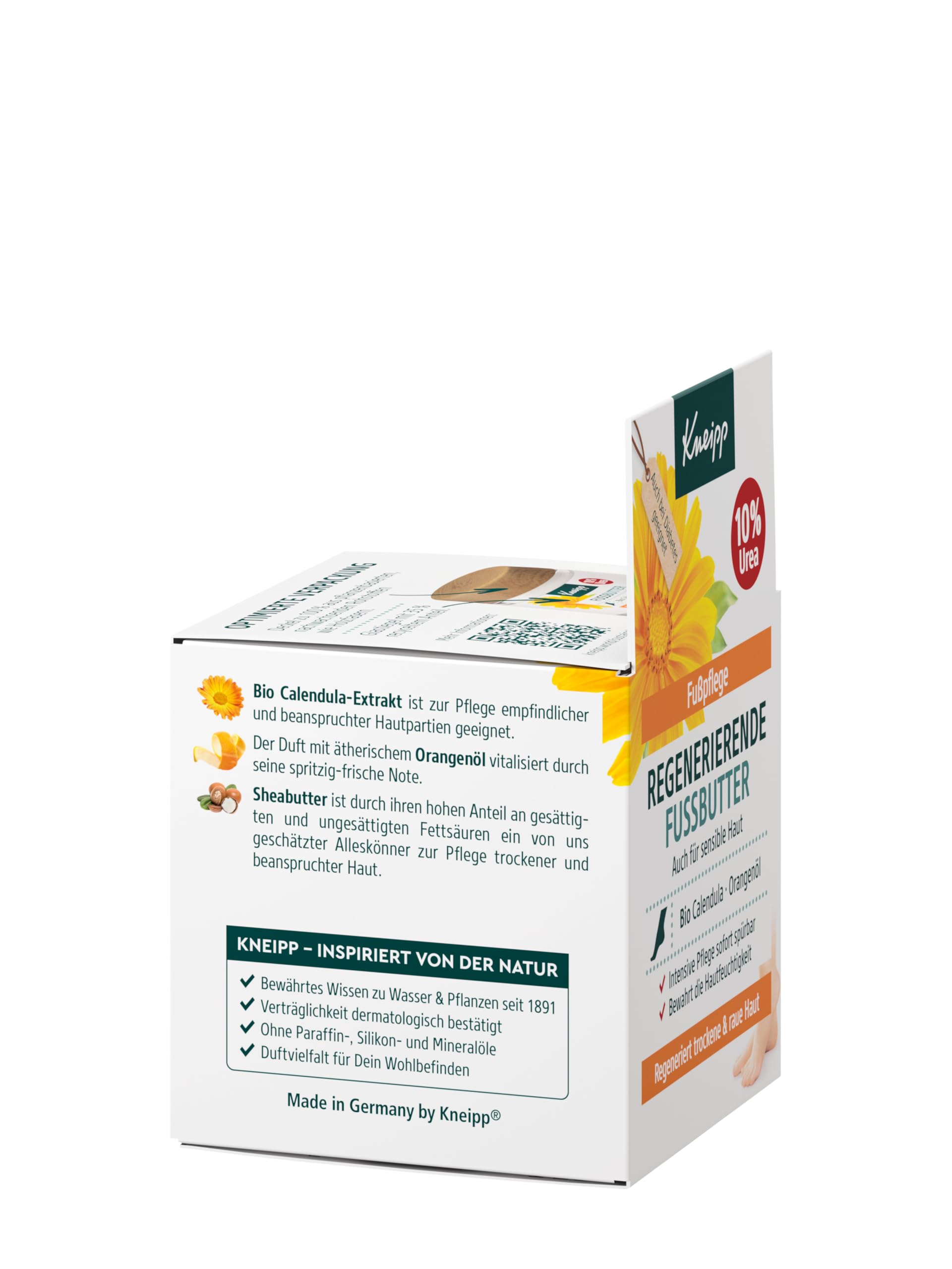 Kneipp Beurre de pied régénérant - Convient également pour les peaux sensibles - Calendula bio et huile d'orange - Soin intensif immédiatement perceptible - 100 ml