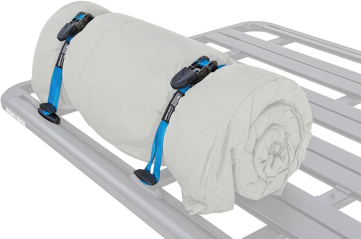 Rhino Rack Pioneer Platform Ratchet Tie Down Kit with Cleats, Easy Use & Installation, Heavy Duty; for All Vehicles, Low Profile, 2 Tie Down Straps, 4 Anchors & Hardware Included (43175)