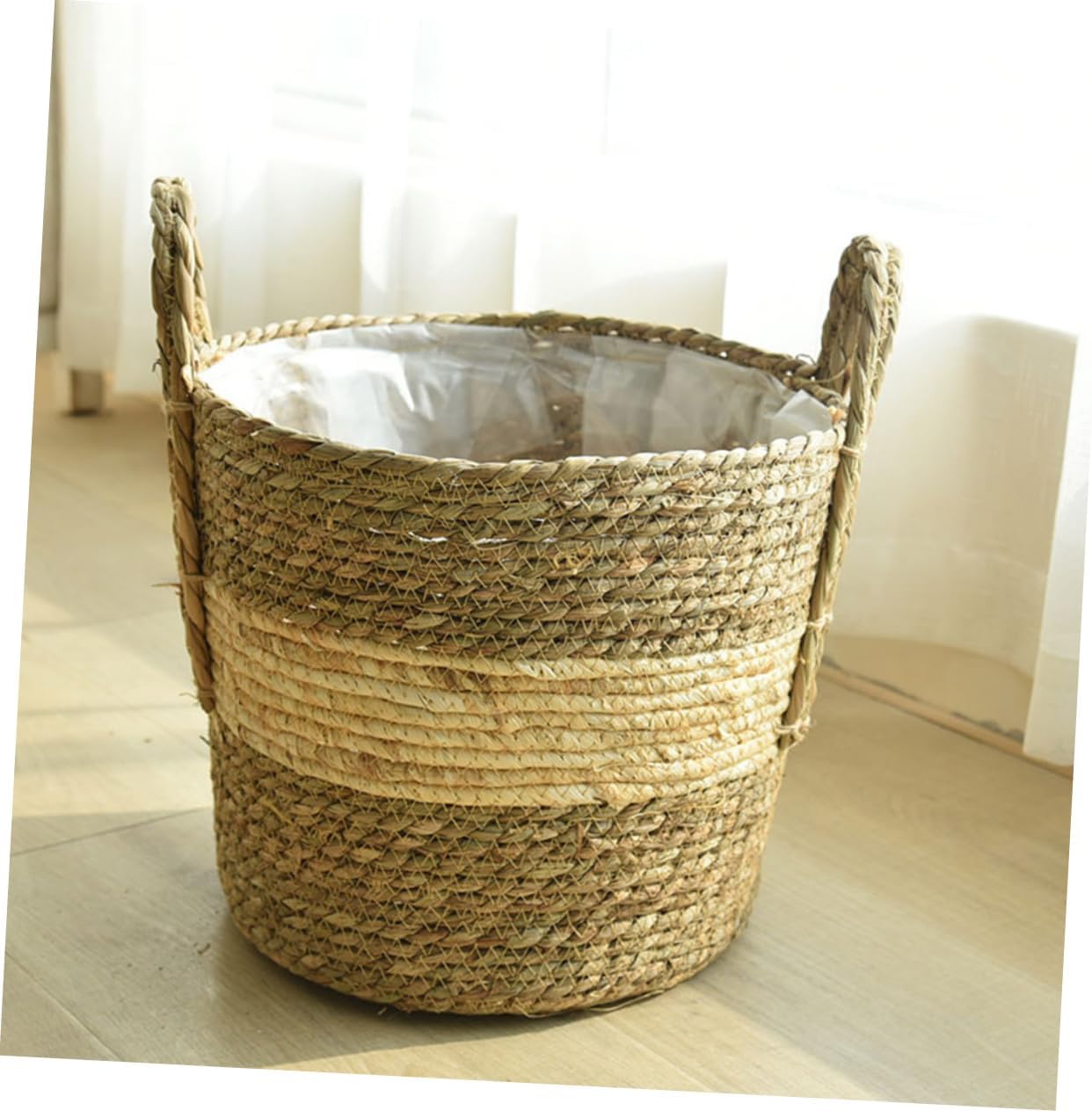 Hand Woven Flower Basket Portable Woven Storage Basket for Weddings Home Decor Rustic Farmhouse Style for Flower Arrangements Succulent Displays