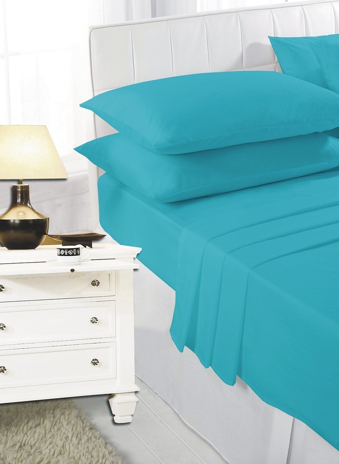 NIGHT ZONE EASY CARE QUALITY POLY COTTON FLAT BED SHEETS ~ single, double, king & super king ~ UK SIZES NEW (SINGLE, TEAL)