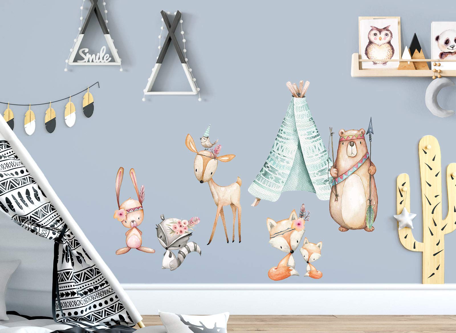 Little Deco Wandtattoo Waldtiere & Bär mit Pfeil und Bogen DL490 L - 119 x 81 cm (BxH)