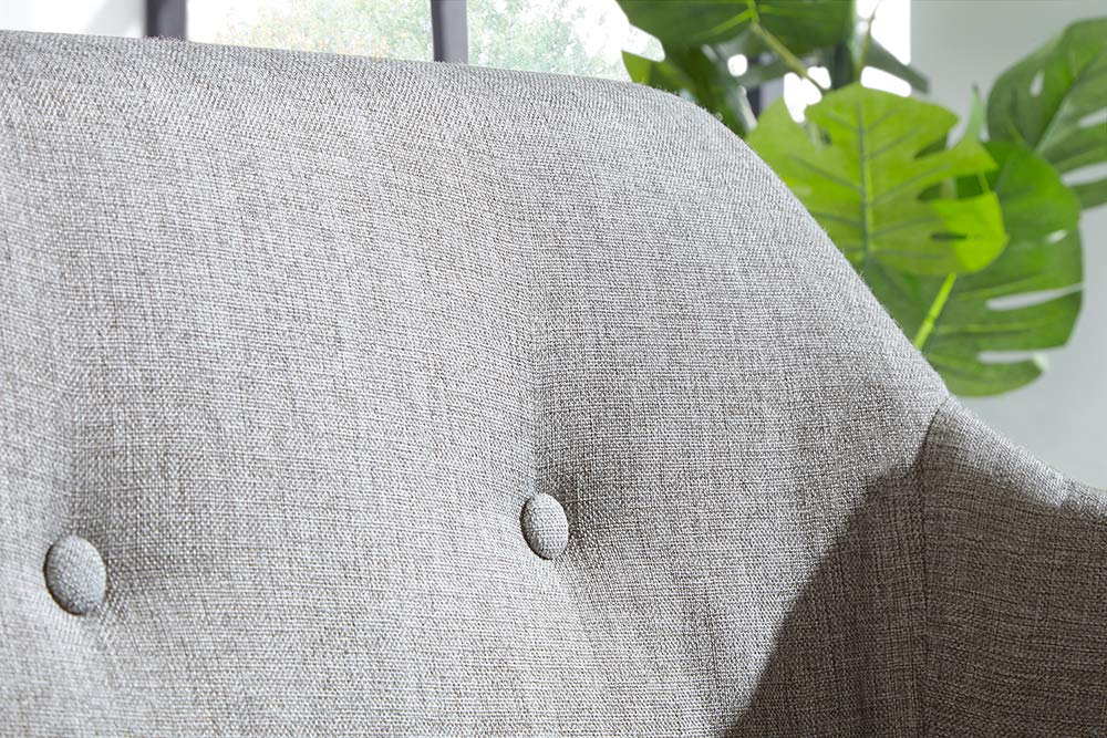 invicta INTERIOR Design Sitzbank Scandinavia hellgrau mit Armlehne Bank Buche Gestell im Retro Trend