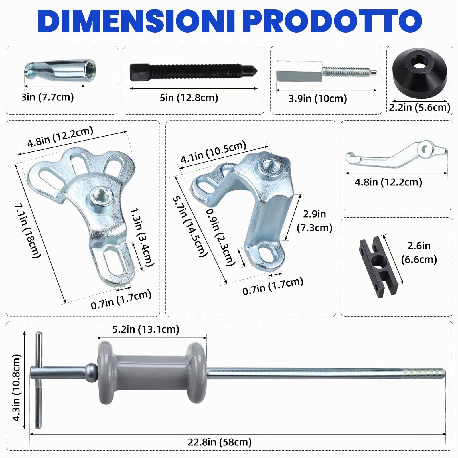 BOOMSTART 17pcs Slide Hammer Set Dent Puller Set Cuscinetto Slide Hammer Puller Set con 2/3 Jaw Puller Interno Esterno