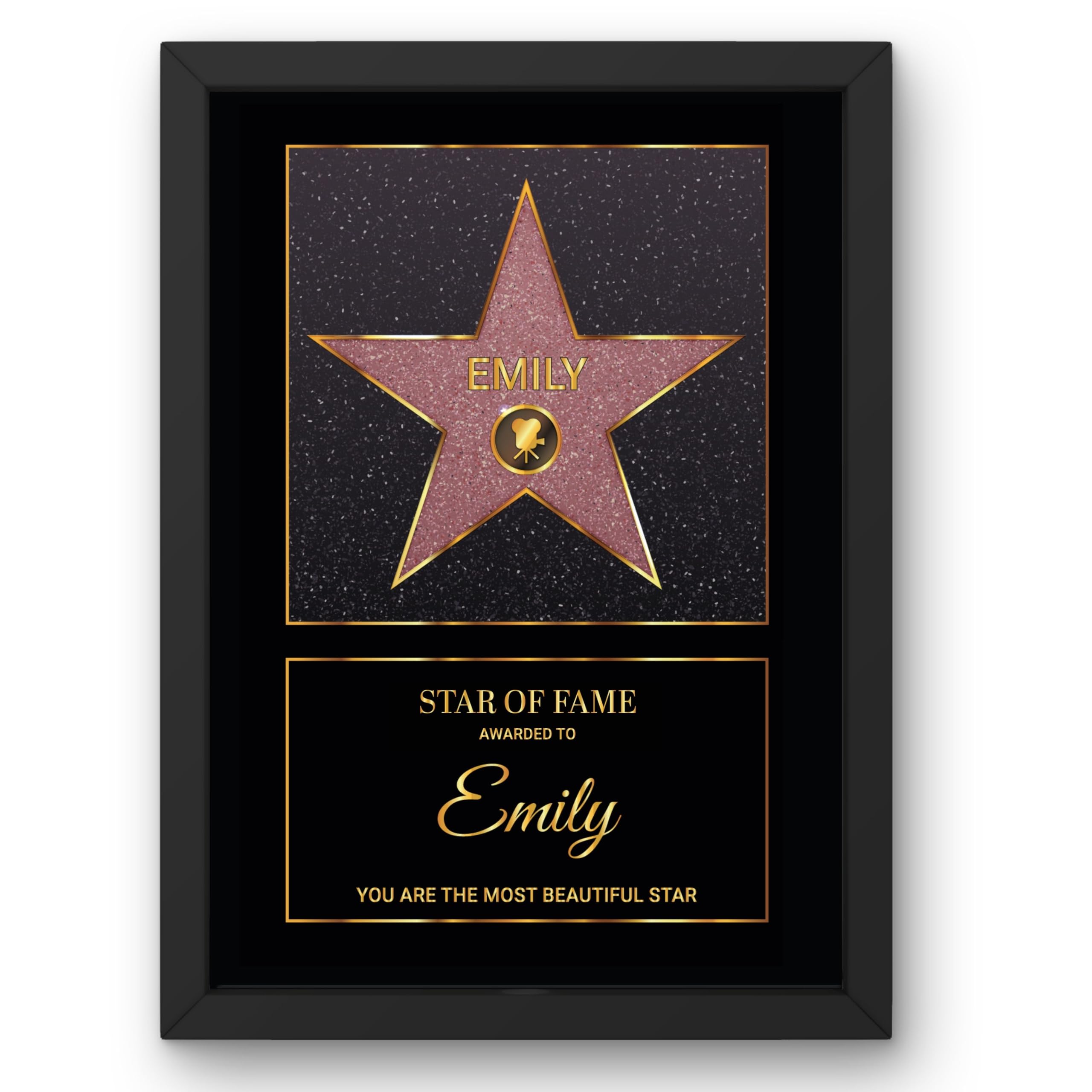 Triangle Déco Red Star Hollywood Star Red Name Walk Of Fame Glamour Print - Personalised Gift